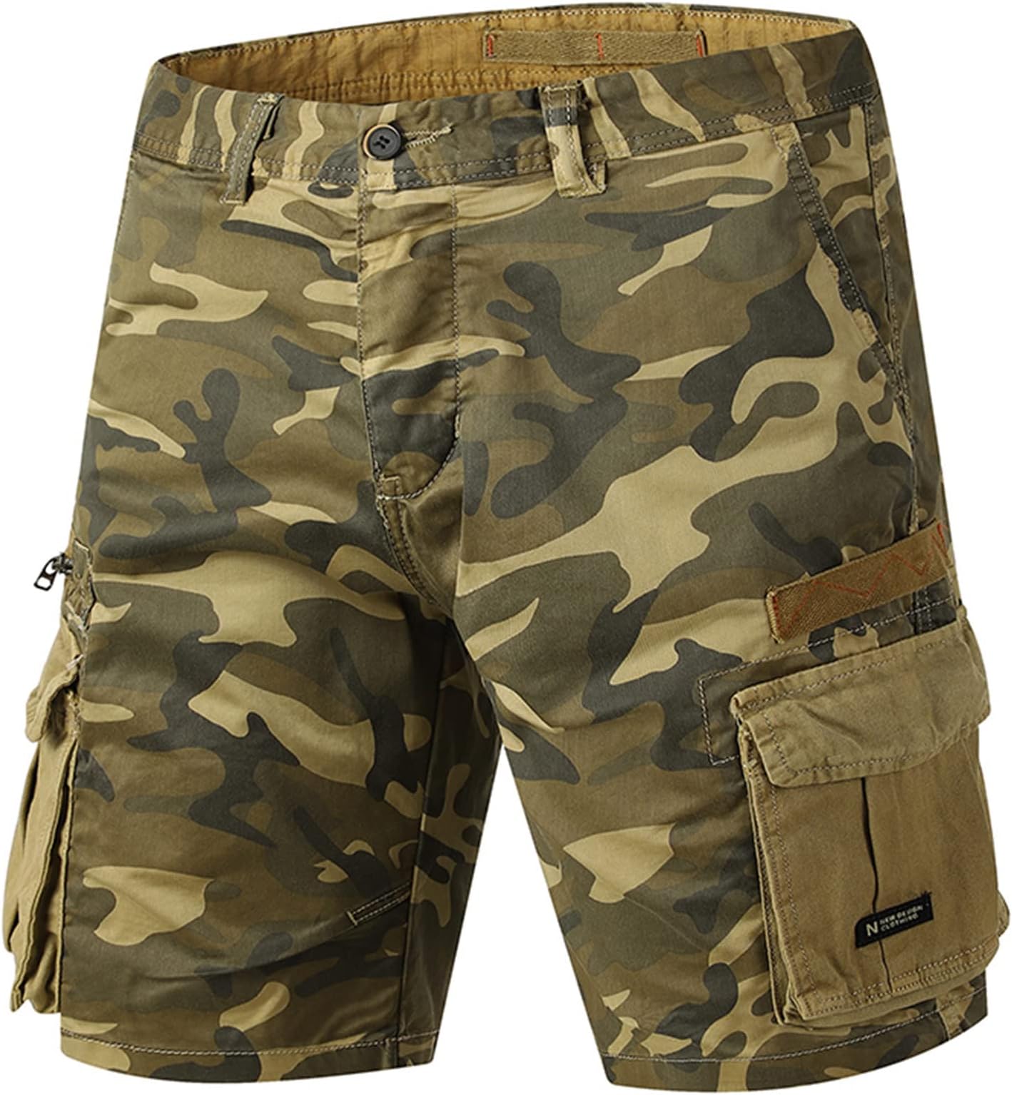 Men's Camo Multi-Pocket Relaxed Fit Casual Shorts, Outdoor Camouflage Twill Cargo Shorts for Hiking, Fishing,Travel