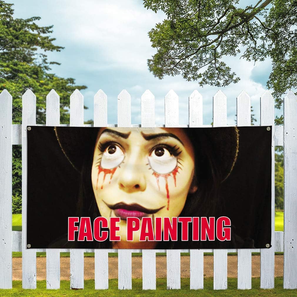 Vinyl Banner Multiple Sizes Face Painting Outdoor Advertising Printing B Business Outdoor Weatherproof Industrial Yard Signs Black 4 Grommets 16x40Inches