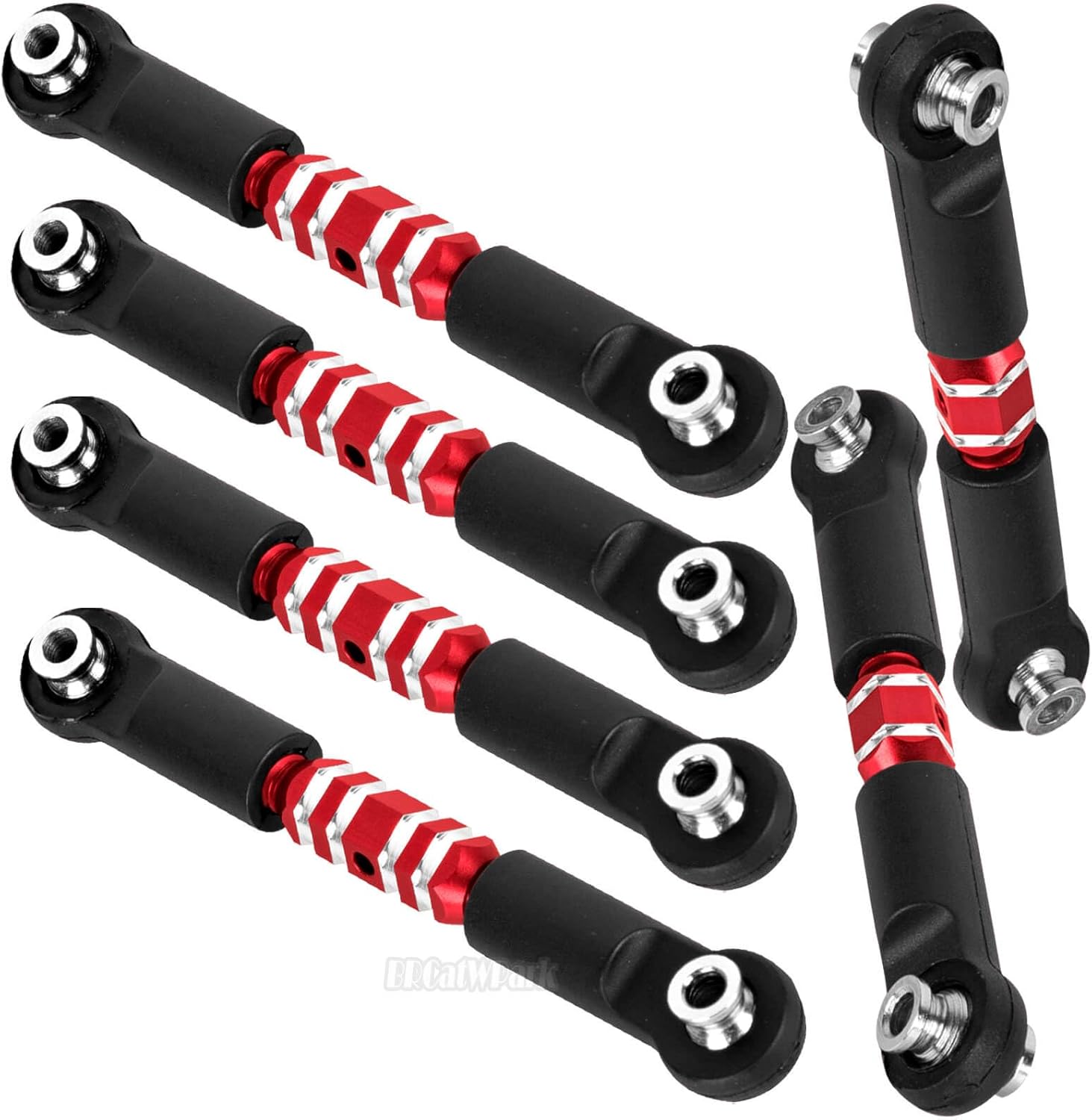 6pcs Aluminum Turnbuckles Camber Links Upgrades Part for 1/10 Granite 3S BLX(Mega550) Senton 3S BLX(Mega550) Vorteks 3S BLX(Mega550),RC Alloy Adjustable Turnbuckles Hop-Up,Red