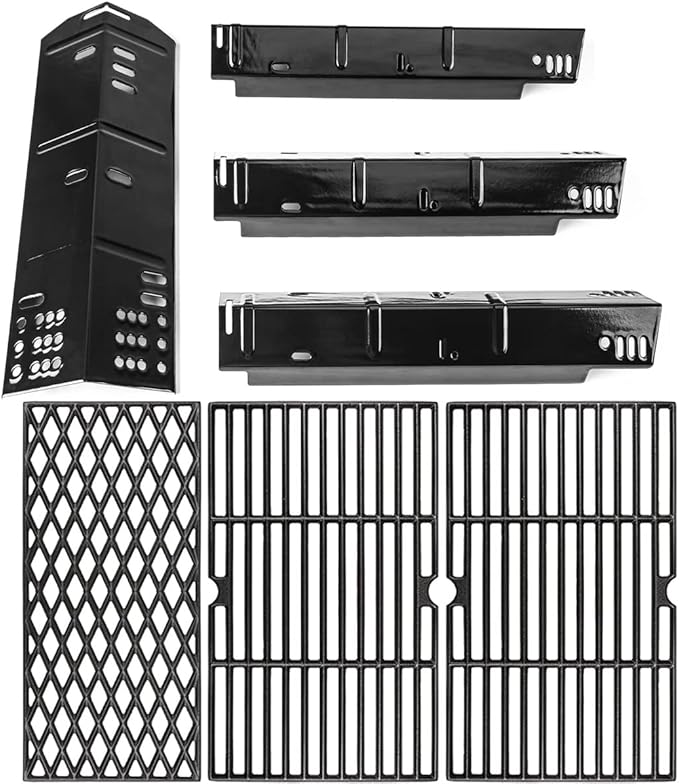 Uniflasy Grill Heat Plate and Cast Iron Cooking Grates for
