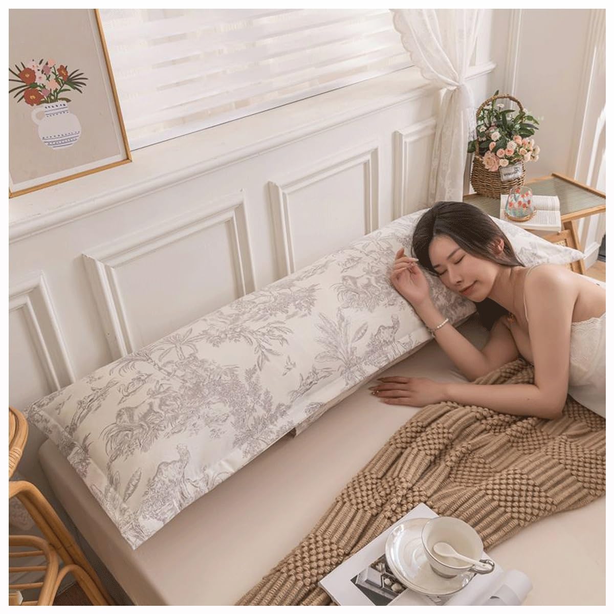 Pillowcase for Hair & Skin Pillow Cases King Size Pillowcases Microfiber Pillow Case with Hidden Zipper Rooms Pillow Cases Pillow Case Cover(7F,180x48cm(71x19in))