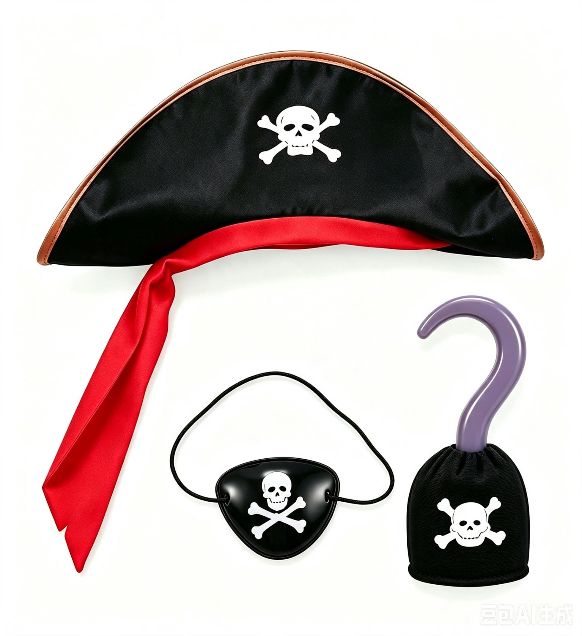IAndhy pirate hat, Pirate Accessories, Pirate Accessories, 3-Piece Pirate Costume Set for Themed Parties and Creative Play