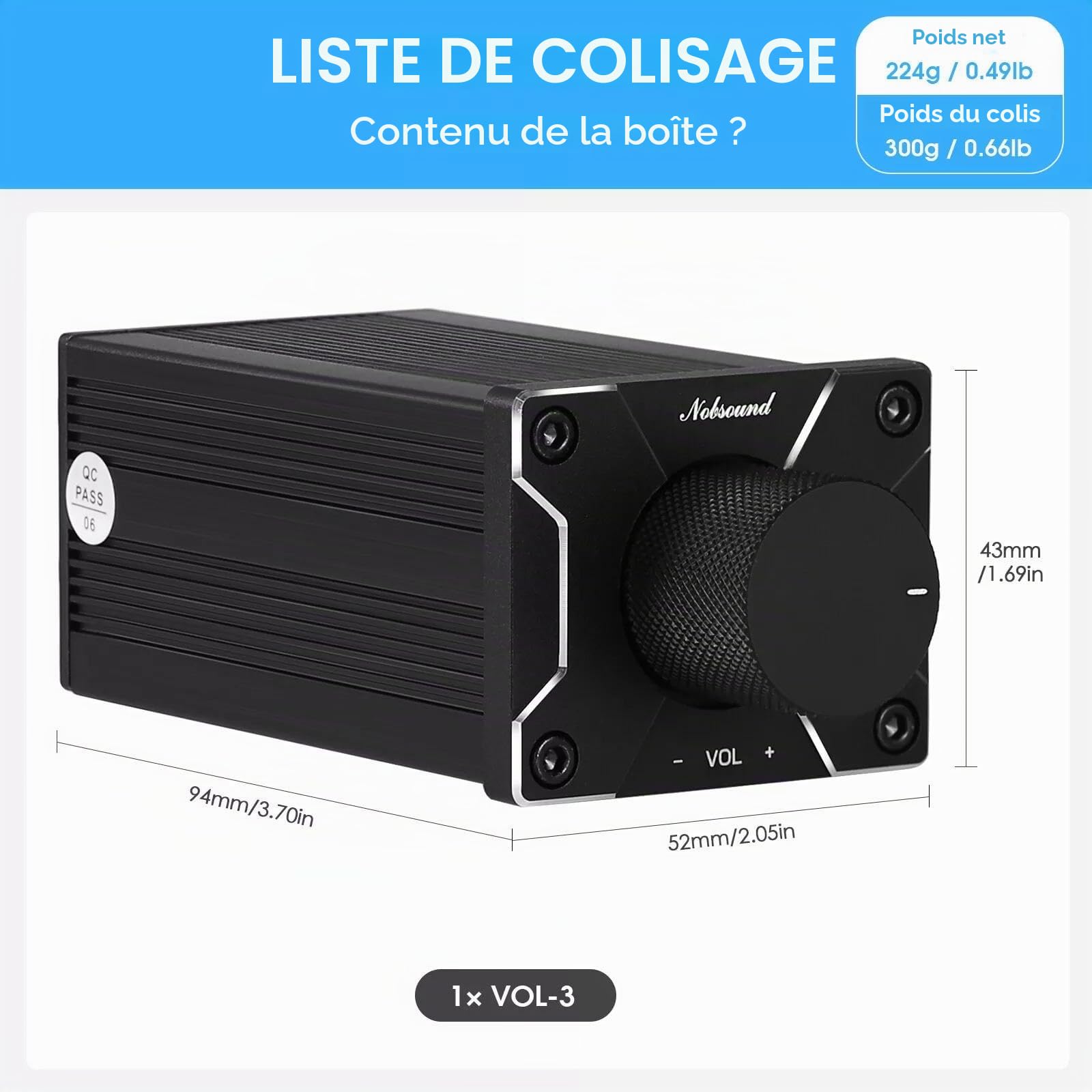 Nobsound Contrôleur de Volume de préampli Passif de Haute précision - Contrôle du Volume - Préamplificateur stéréo Alps