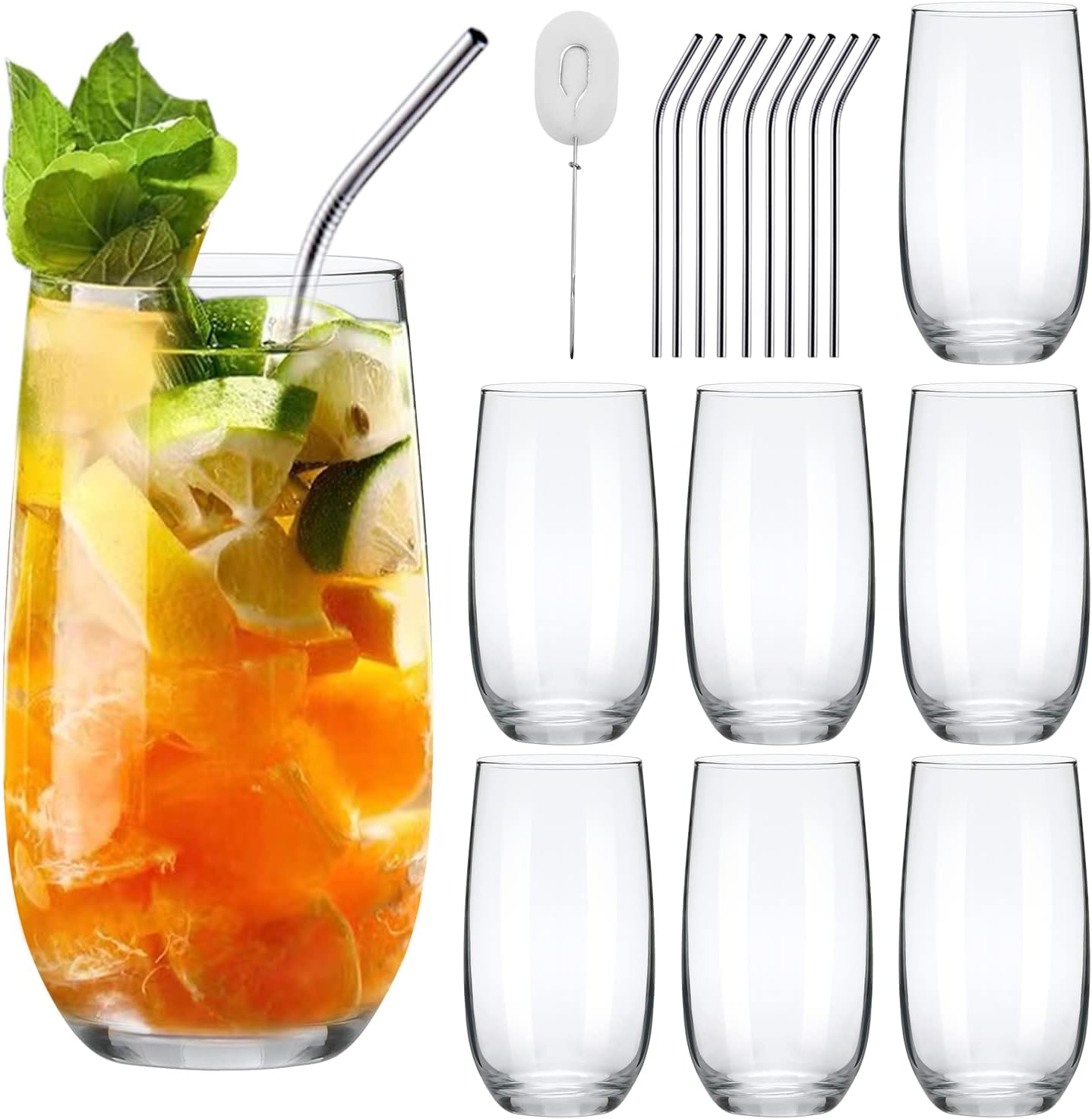 Amazon.com | MITBAK 16 - OZ Drinking Glasses (Set of 6) | Glass Cups ...