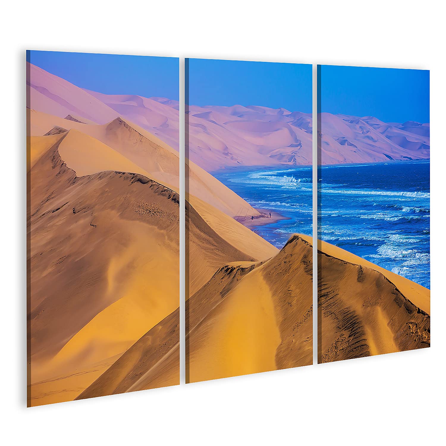 islandburner Prime - Quadro su tela, motivo: oceano atlantico, dune di sabbia in movimento, Namibia, costa occidentale, giganti, animali, natura, poster
