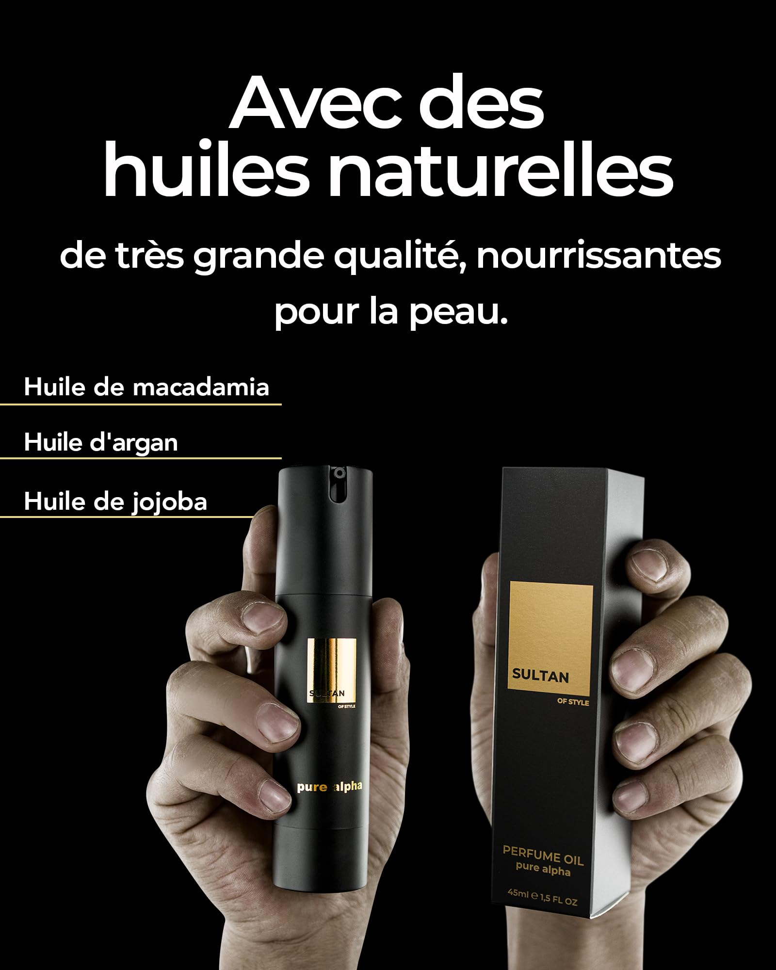 Sultan of Style Pure Alpha Huile Parfumée pour Hommes - Parfum frais et épicé - 100% sans alcool - Huiles essentielles nourrissantes - Cadeaux pour hommes