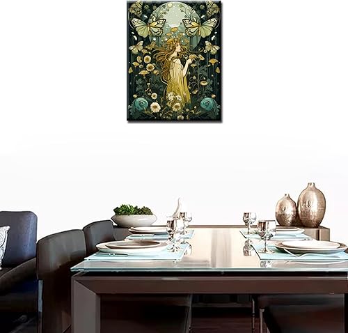 Miniatura 2 de Tucocoo Nature Girl - Kit de pintura por números con pinceles y pigmento acrílico sobre lienzo para adultos, diseño de mariposas y flores, para