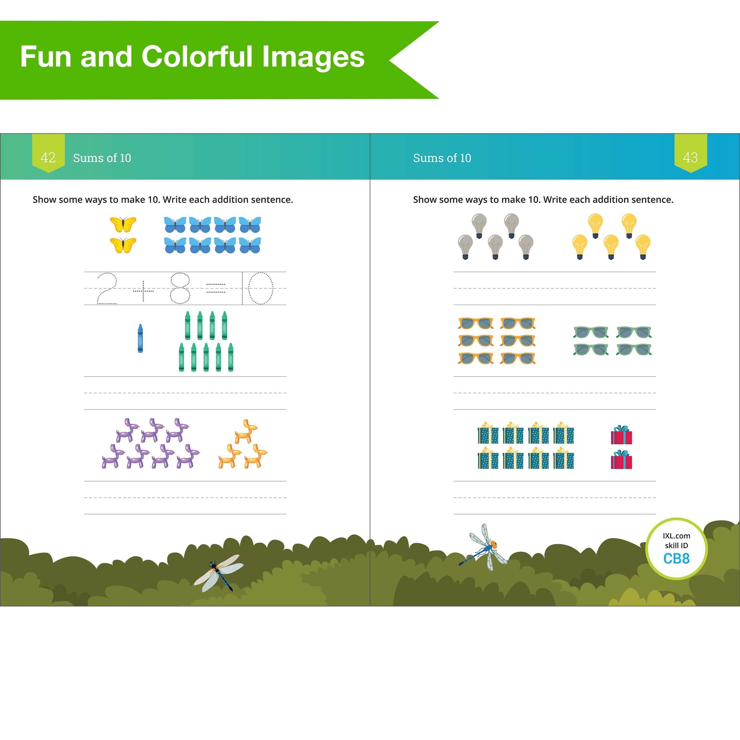 IXL Addition Kindergarten Workbooks, Math Book for Kids Ages 5-6 With Adding Activities Covering Counting Skills, Basic Mathematics Facts, and How to Add Numbers up to 10 - Image 4