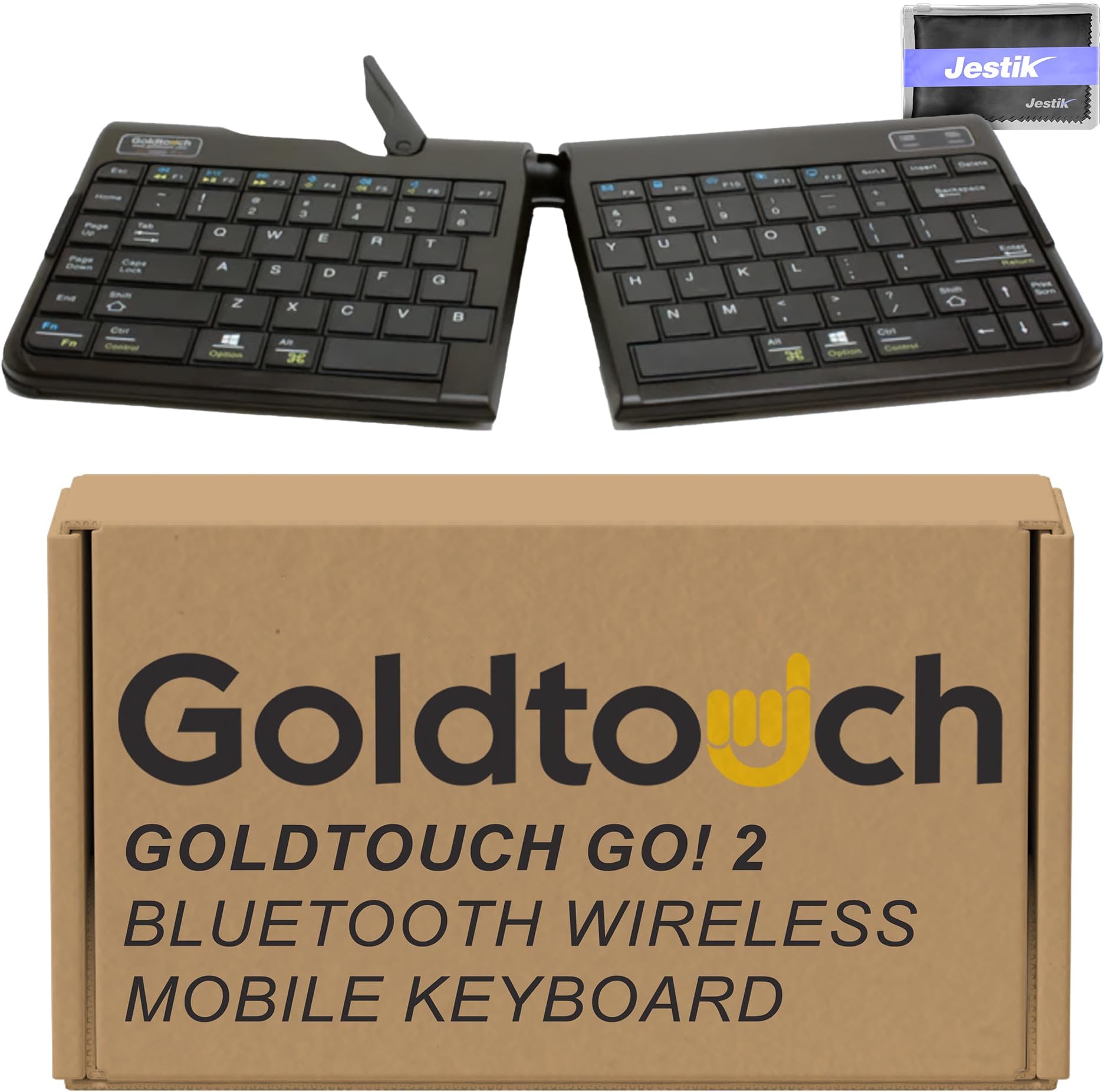Go!2 Wireless Bluetooth Mobile Keyboard - PC & Mac GTP-0044W Plus Jestik Microfiber Cloth - Value Bundle