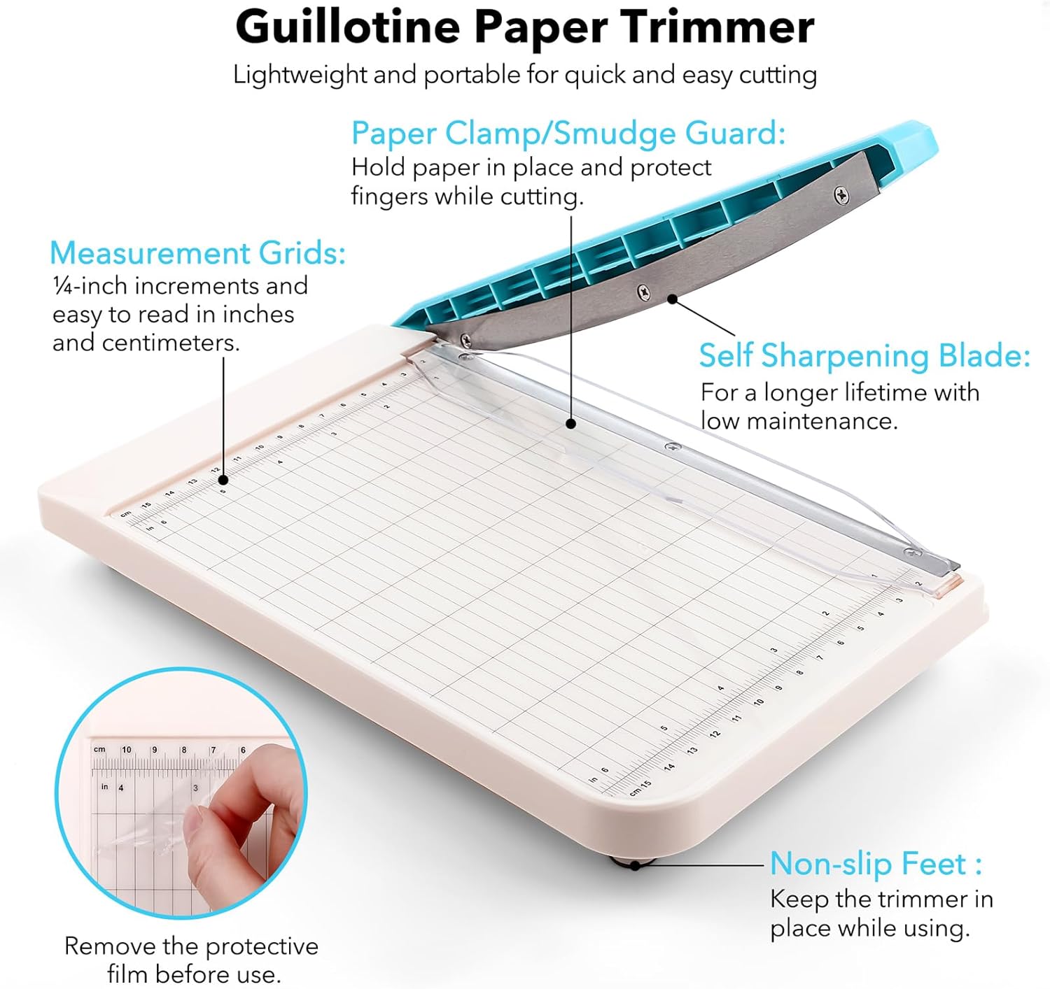 Briartw Professional 9" Guillotine Paper Trimmer & Craft Cutter - Precision Blade for Paper,Photos,Cardstock,Fabric,Leather with Self-Sharpening Blade, Inch/Cm Grid, Portable Paper Cutter for Crafting