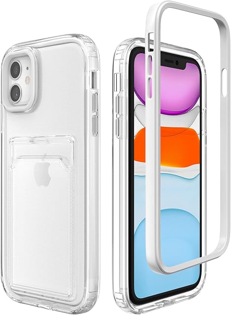 ZCDAYE Case for iPhone 11, iPhone 11 (6.1 inches) Phone Case with Card Holder, Clear Soft TPU Shockproof Phone Case for iPhone 11 (6.1 inches), White