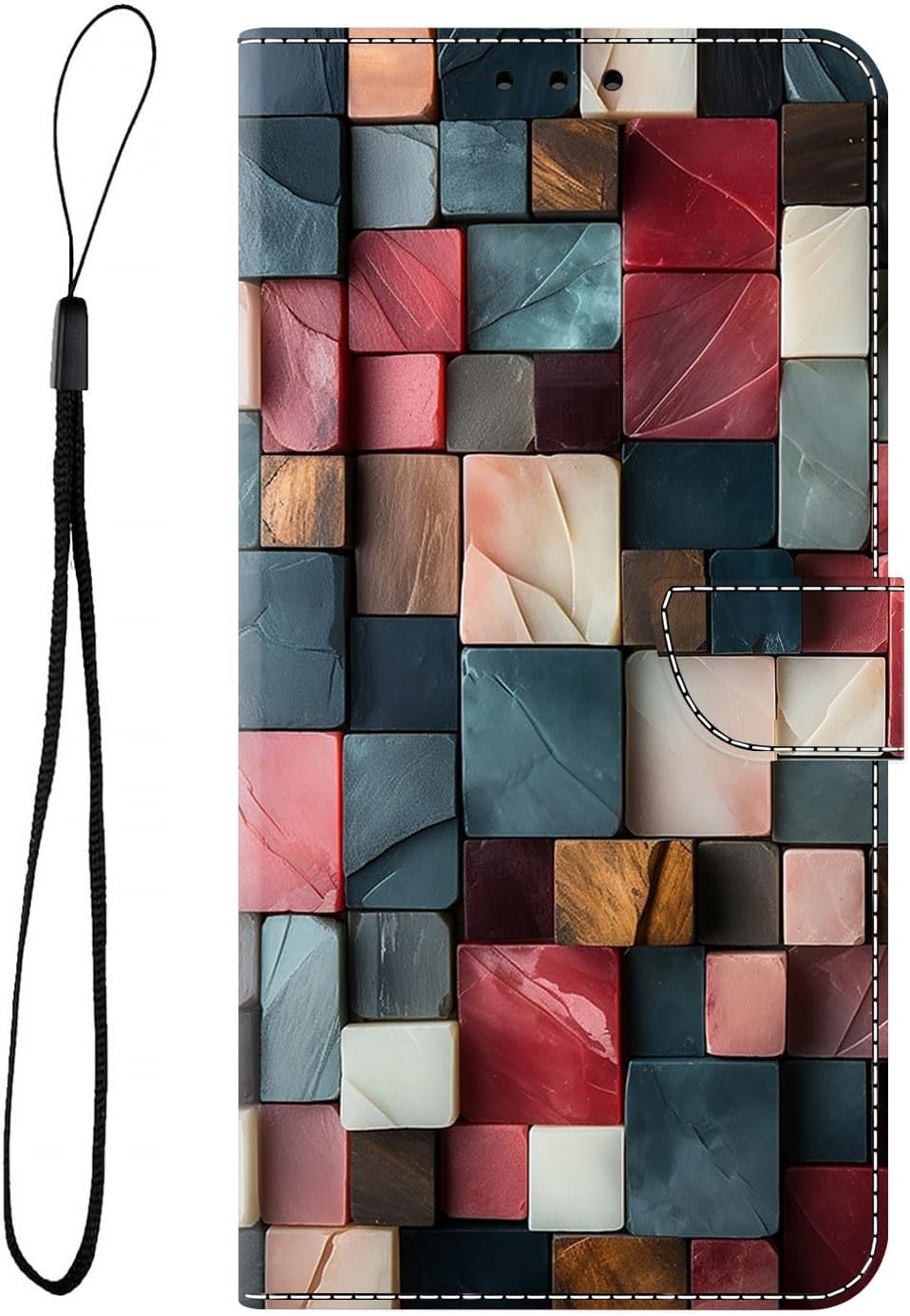 for Samsung Galaxy S26 ULTRA Flip Wallet Phone Case, PU Leather Cover with Silicone Bumper, Stand, and Card Slots,Book Flip Folio Stand View Colorful Stone Grid Pattern Cover S26 ULTRA