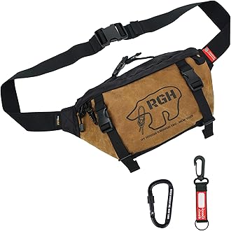Rough Enough Tactical Fanny Pack Crossbody Large Waist Bag for Men Fishing Hiking Travel in Waxed Canvas Brown Khaki, 4L