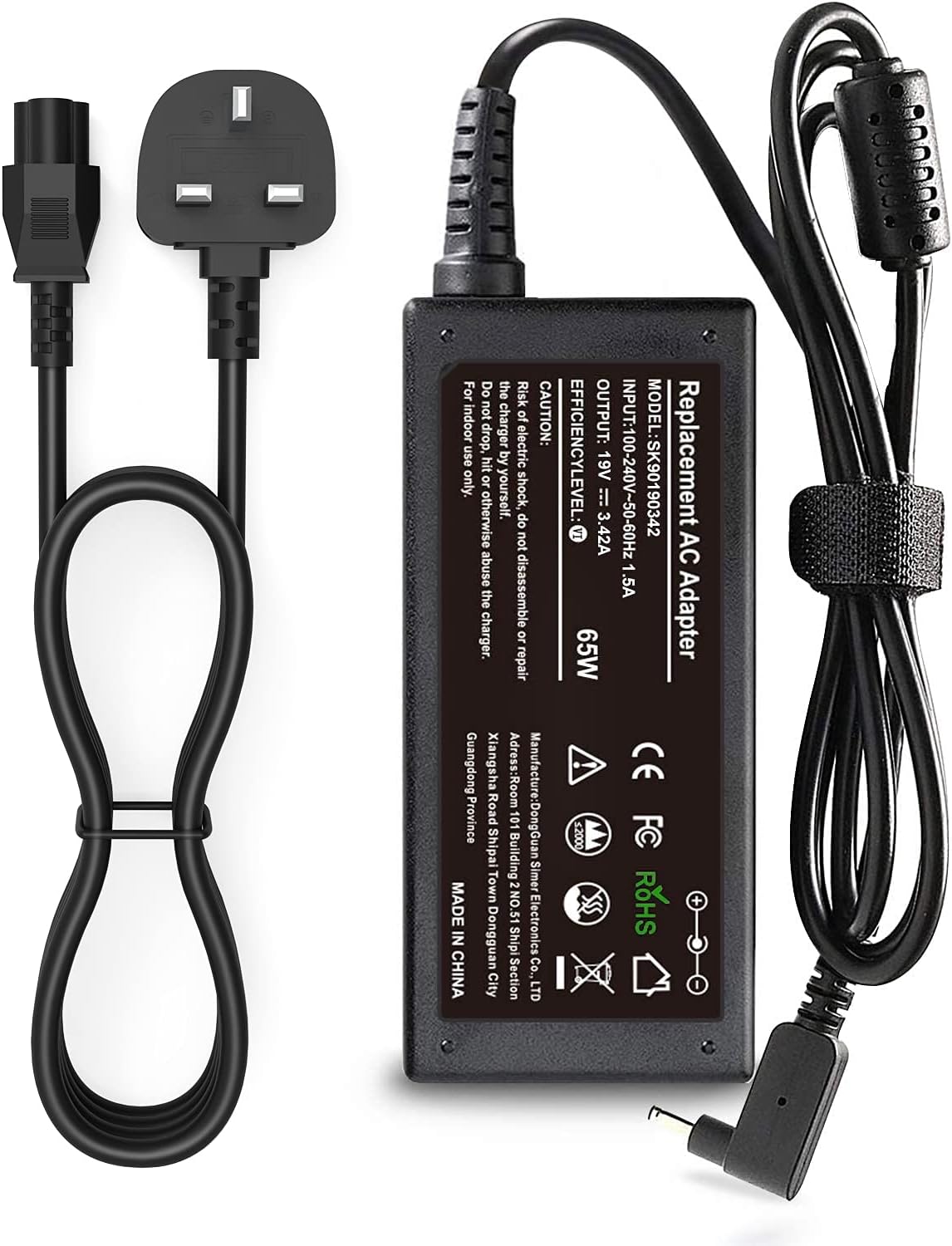 19V 3.42A AC Adapter Compatible with Acer Chromebook 15 14 13 11 R11 C720 C720P C810 C910 CB3 CB3-111 CB3-131 CB3-132 CB3-431 CB3-531 CB3-532 CB5 TravelMate B117 B118 Aspire 1 Computer Power Cord