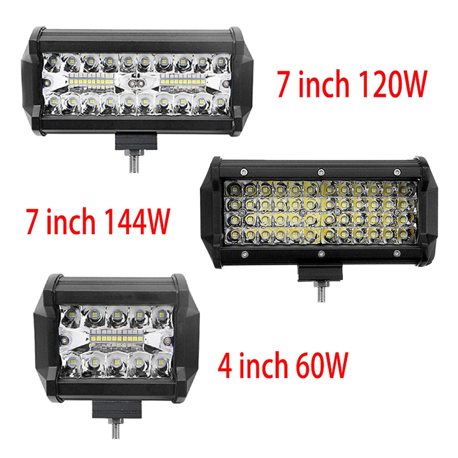 Kit conversione Xeno 7 Pollici 144W Combo LED Barre Luminose a LED Spot Flood Beam 4x4 Spot 12V 24V 4WD Barra LED Faro per Barche Automatiche SUV ATV Light (Color : 7inch 2pcs120w)