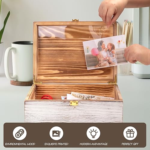 Miniatura 2 de Tree of Life - Cajas de recuerdo de madera más grandes con tapas con bisagras y un marco de fotos dentro de la tapa, caja de almacenamiento