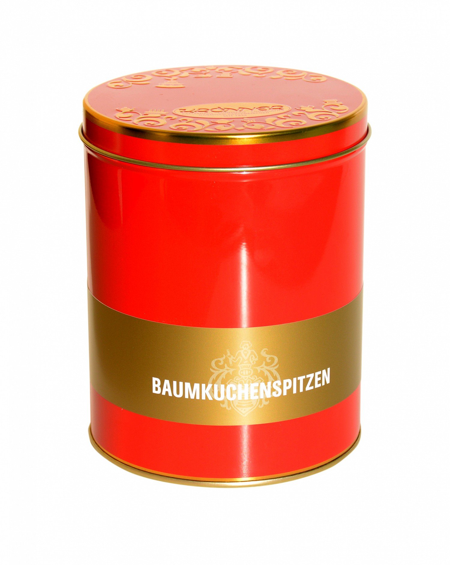 Krönner Baumkuchenspitzen 350 g Dose Edel-Vollmilch – Handgefertigtes Frischeprodukt mit Aprikosenmarmelade – Baumkuchen ohne Zusatzstoffe – Edles Konditor-Gebäck und Geschenkidee