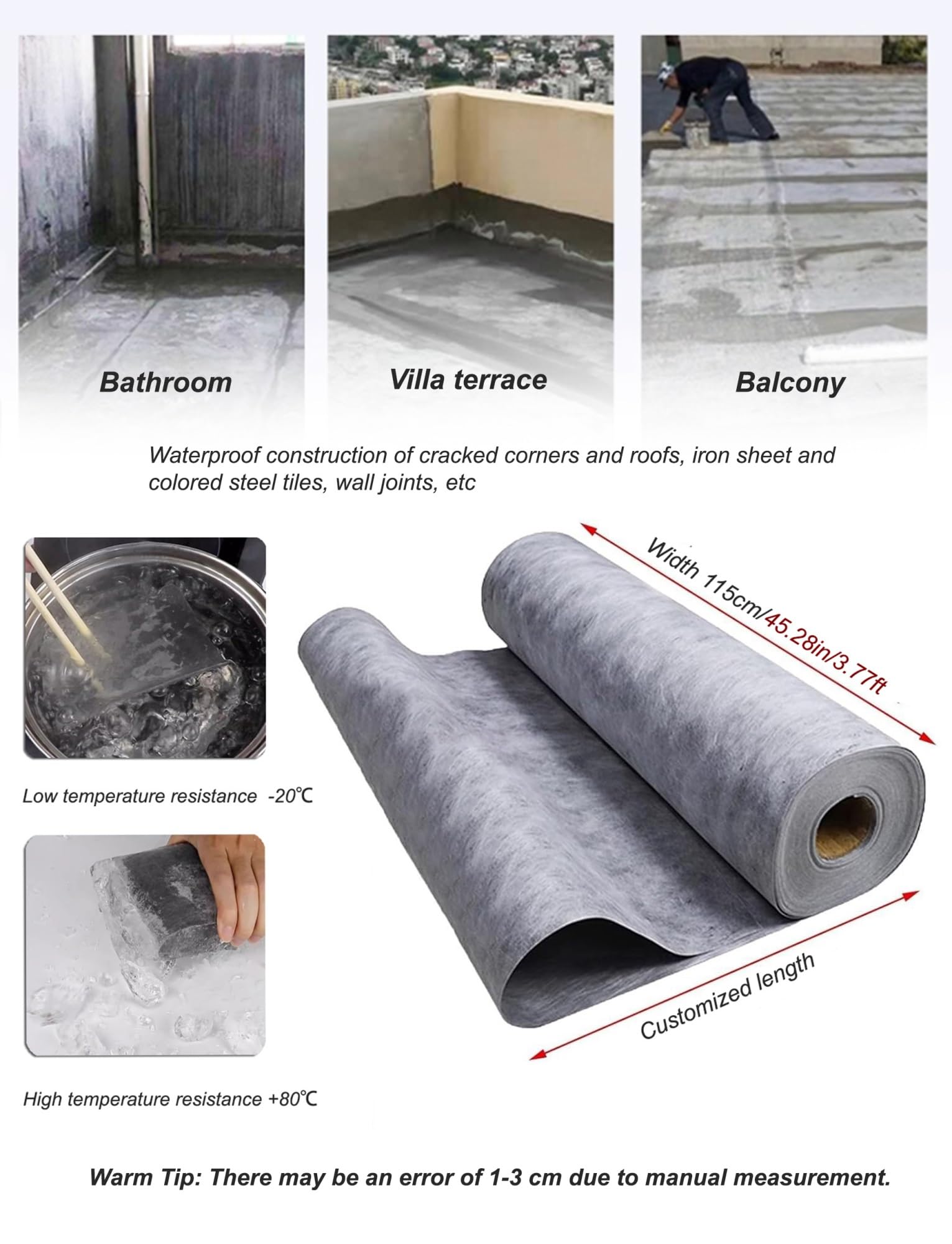Membrana de revestimiento de azulejos para impermeabilizar hormigón y paredes en aplicaciones de baño y ducha