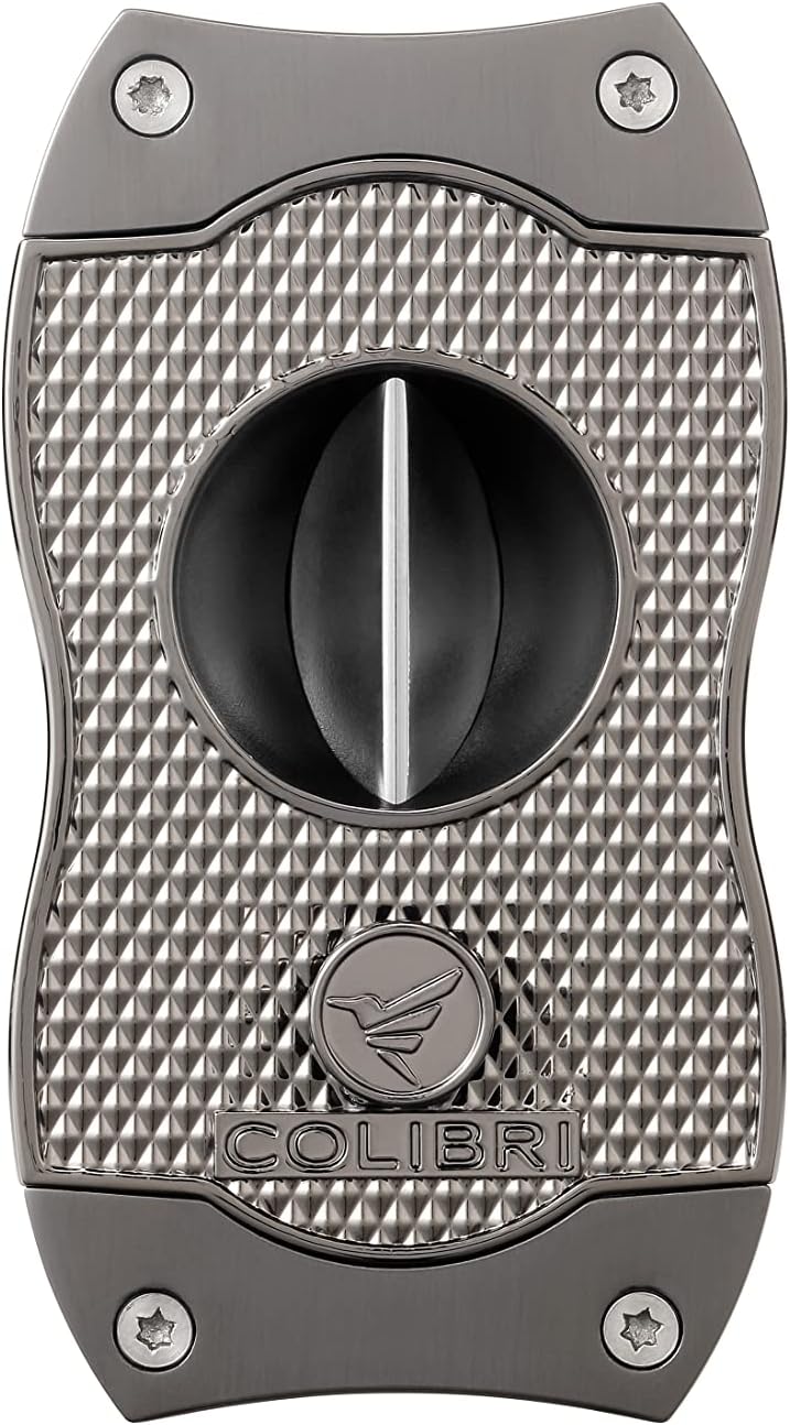 Colibri Diamond V-Cut Cigar Cutter – Deep V Precision Blade (7mm Cut), Stainless Steel, Metal Diamond Pattern Body, Cuts up to 60+ Ring Gauge, Luxury Gift for Cigar Enthusiasts (Gunmetal)