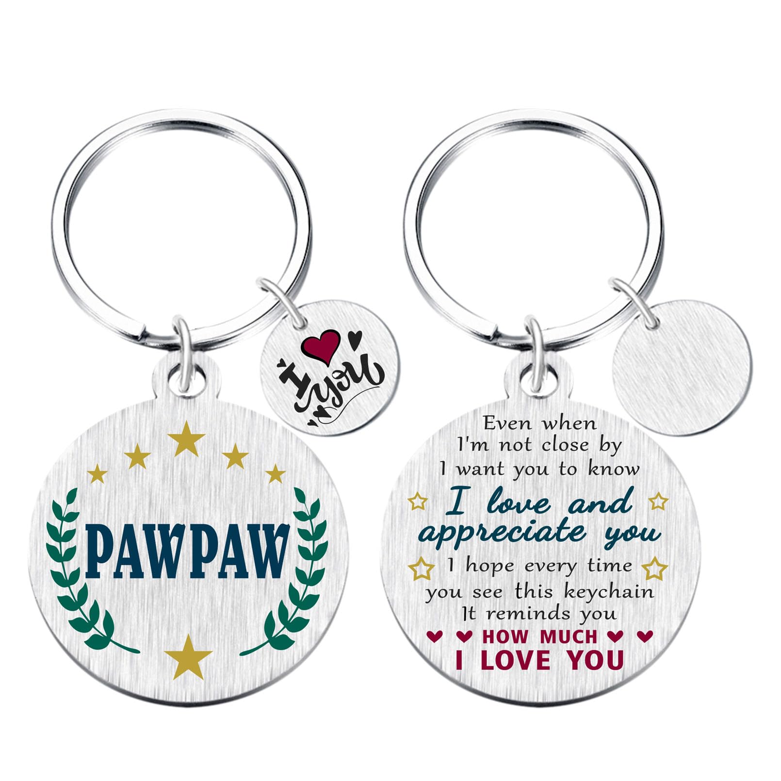 Yobent Pawpaw Gifts for Men, I Love You Pawpaw Birthday Keychain Present from Granddaughter Grandson, Unique Christmas Appreciate Gift Ideas