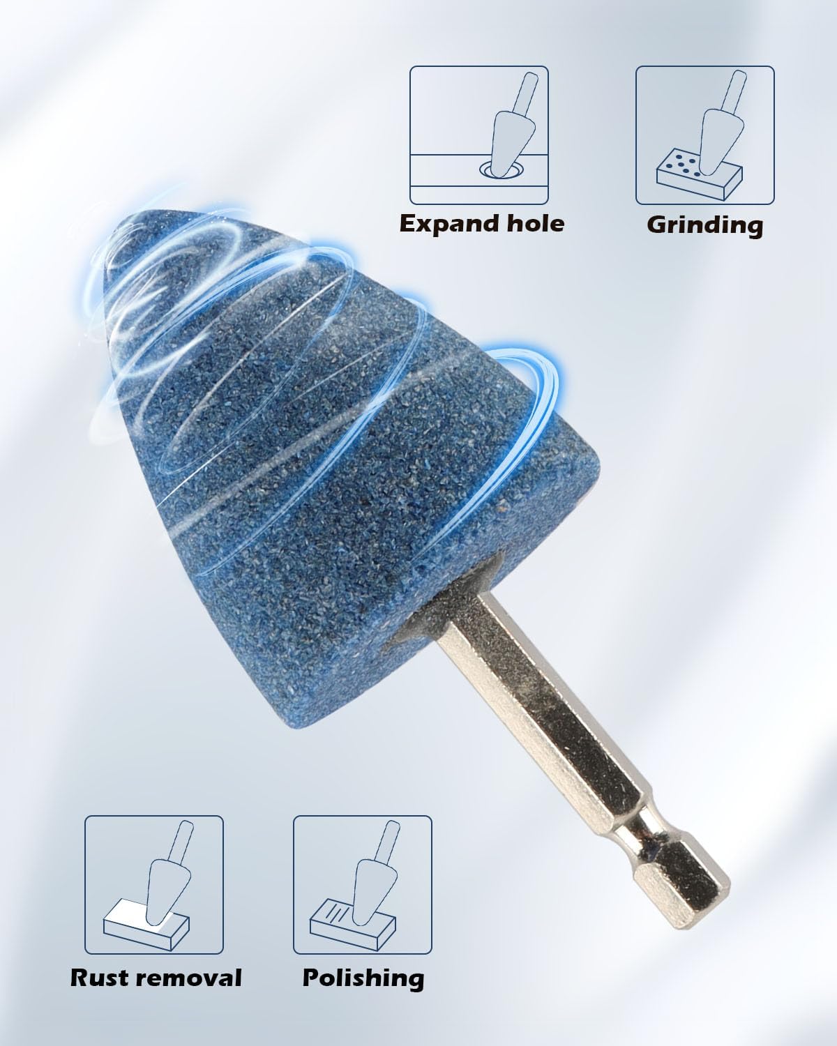 Rocaris 5 Pcs Abrasive Grinding Stone with 1/4 Inch Shank, Aluminum Oxide Mounted Flap Wheel for Grinding, Polishing, Deburring Ferrous Metal, 120 Grit