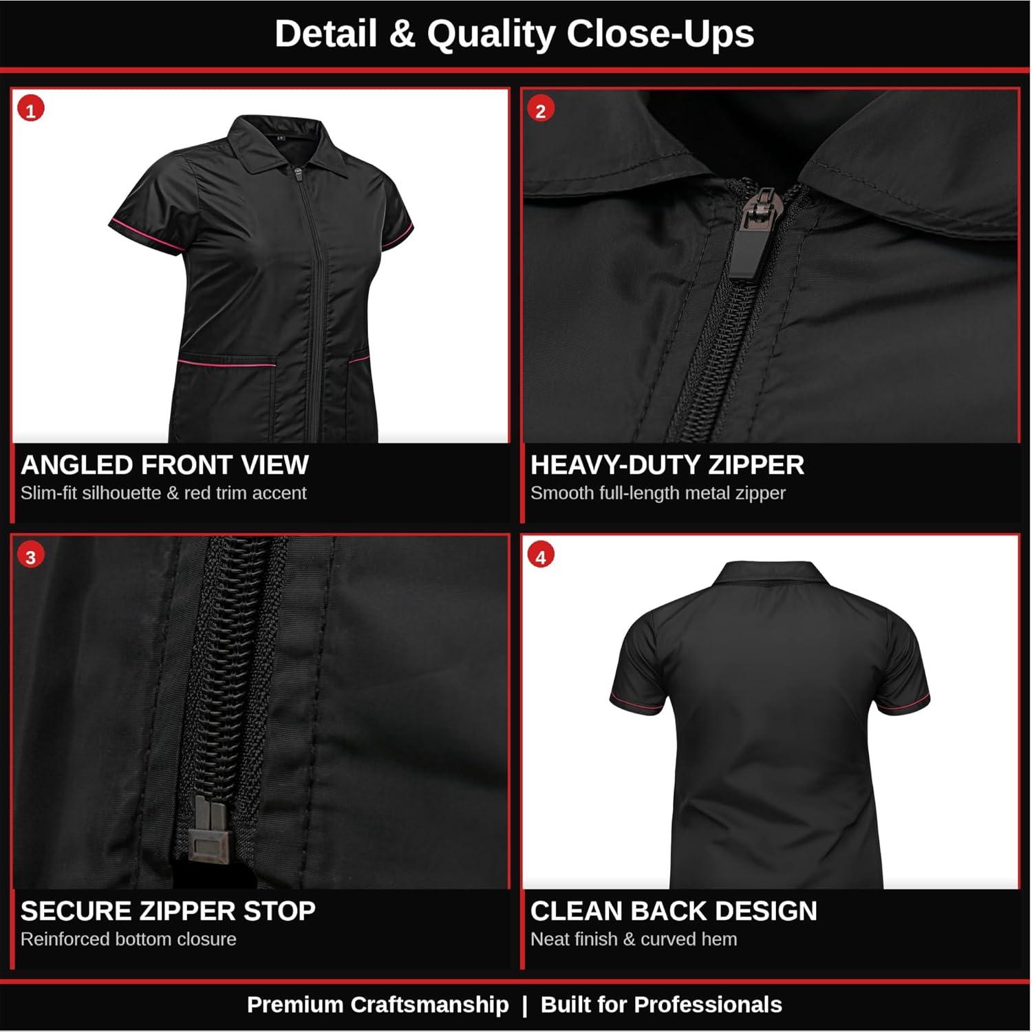 Professional Womens Beauty Salon and Spa Smock Jacket, Hair Repellent Hairdresser Smock Front Dual Pockets, Zipper Closure