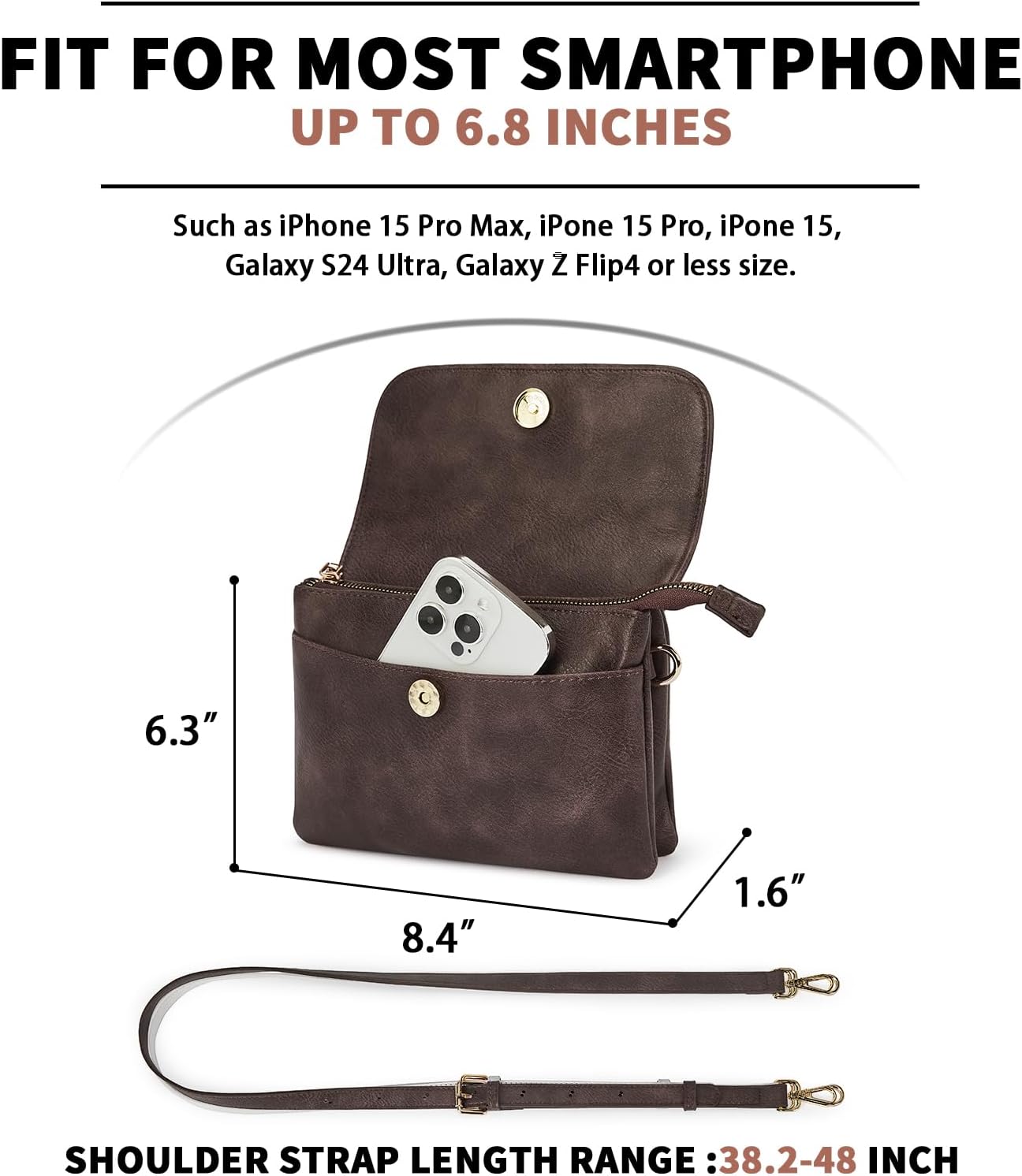 CHOLISS Small Crossbody Bags for Women, Vegan Leather Cell Phone Purse, Mini Travel Purse with Adjustable Strap Womens Gifts - Image 3