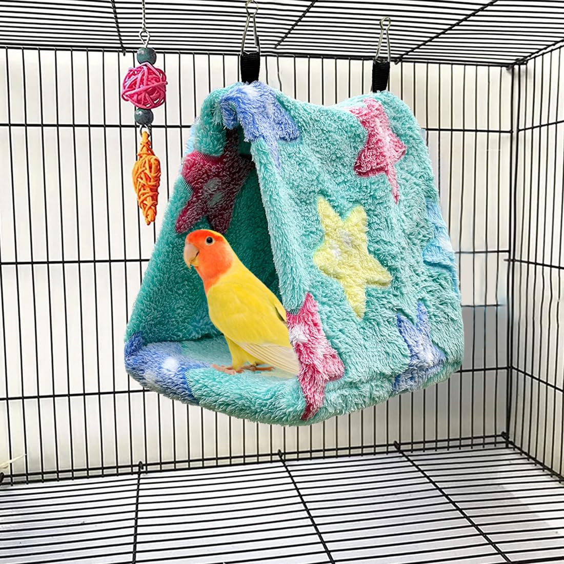 NHP Cage Perroquet,Nid Oiseau,Hamac pour Oiseaux,Nid pour Perruche,Pivoine Perroquet Nid Jouet pour Oiseaux,lit Suspendu pour Cage en Peluche,Nid d'oiseau,Tente,lit Chaud,Animal de Compagnie d'hiver