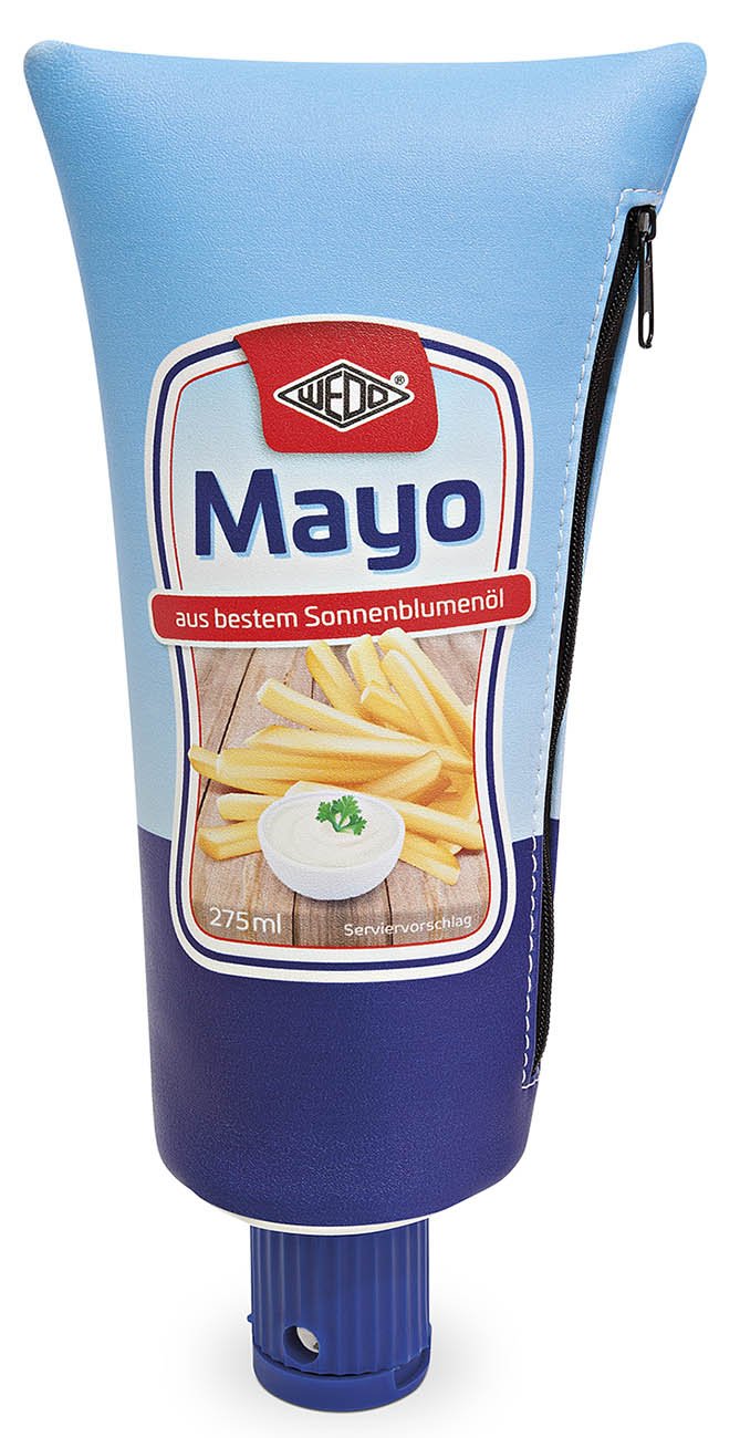 WEDO Mayo Tube 2426469903 Pencil Case with Zip and Integrated Sharpener 26 x 6.4 x 11.5 cm Imitation Leather Blue