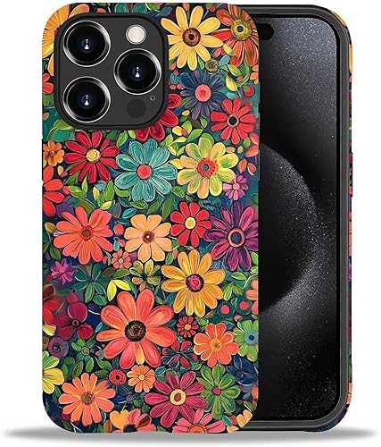 Miniatura 208 de Funda para iPhone 11 Pro Max, flores rojas coloridas 2 en 1, carcasa rígida + silicona, a prueba de golpes, protección contra caídas compatible con