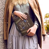 Vista 5 de Funda compacta marrón para la Biblia con asa, bolsa de Biblia para mujer con ranuras para bolígrafos, funda de transporte portátil para la Biblia