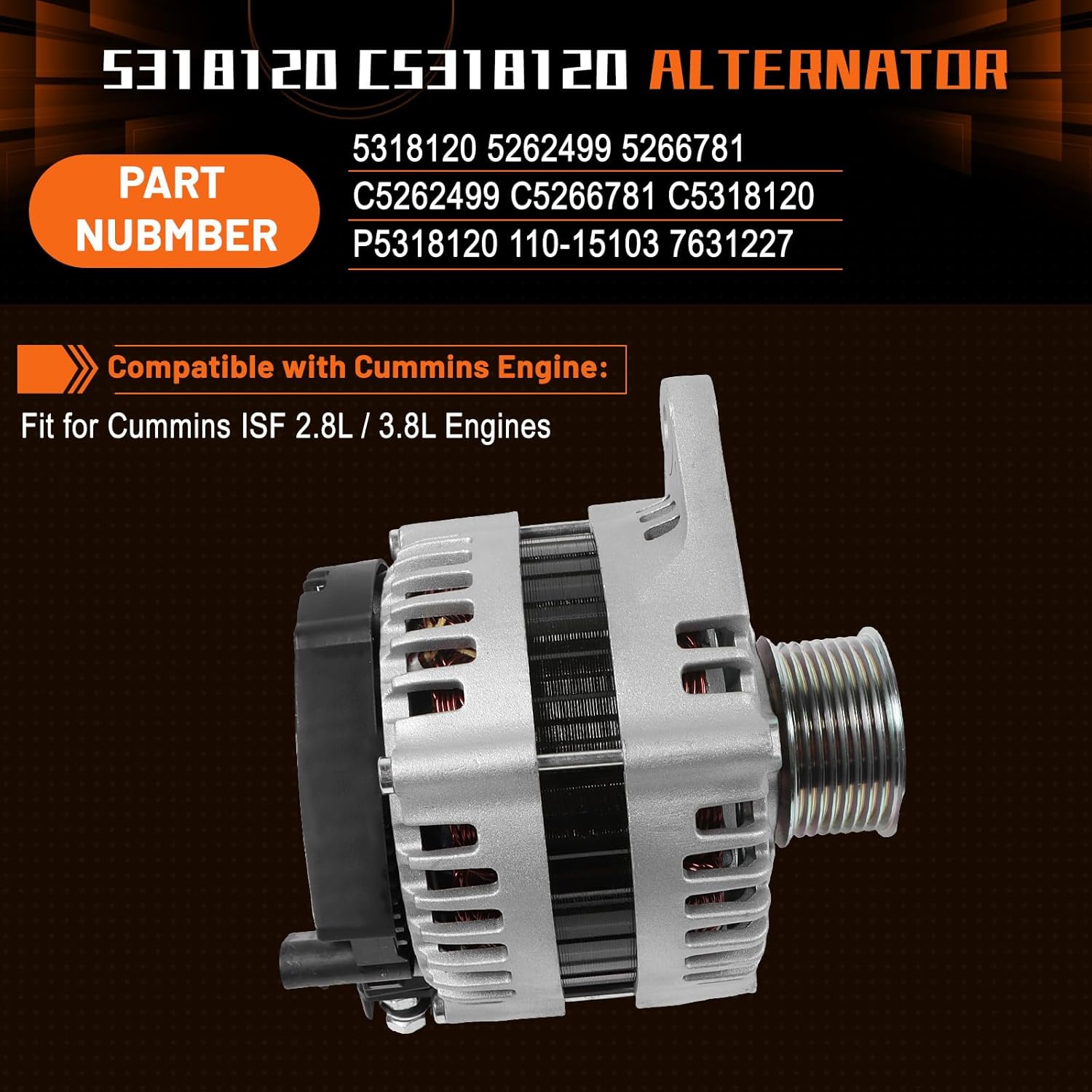 PANGOLIN 5318120 C5318120 Alternator Generator with Clutch Assy For Cummins ISF3.8 Engine Spare Parts