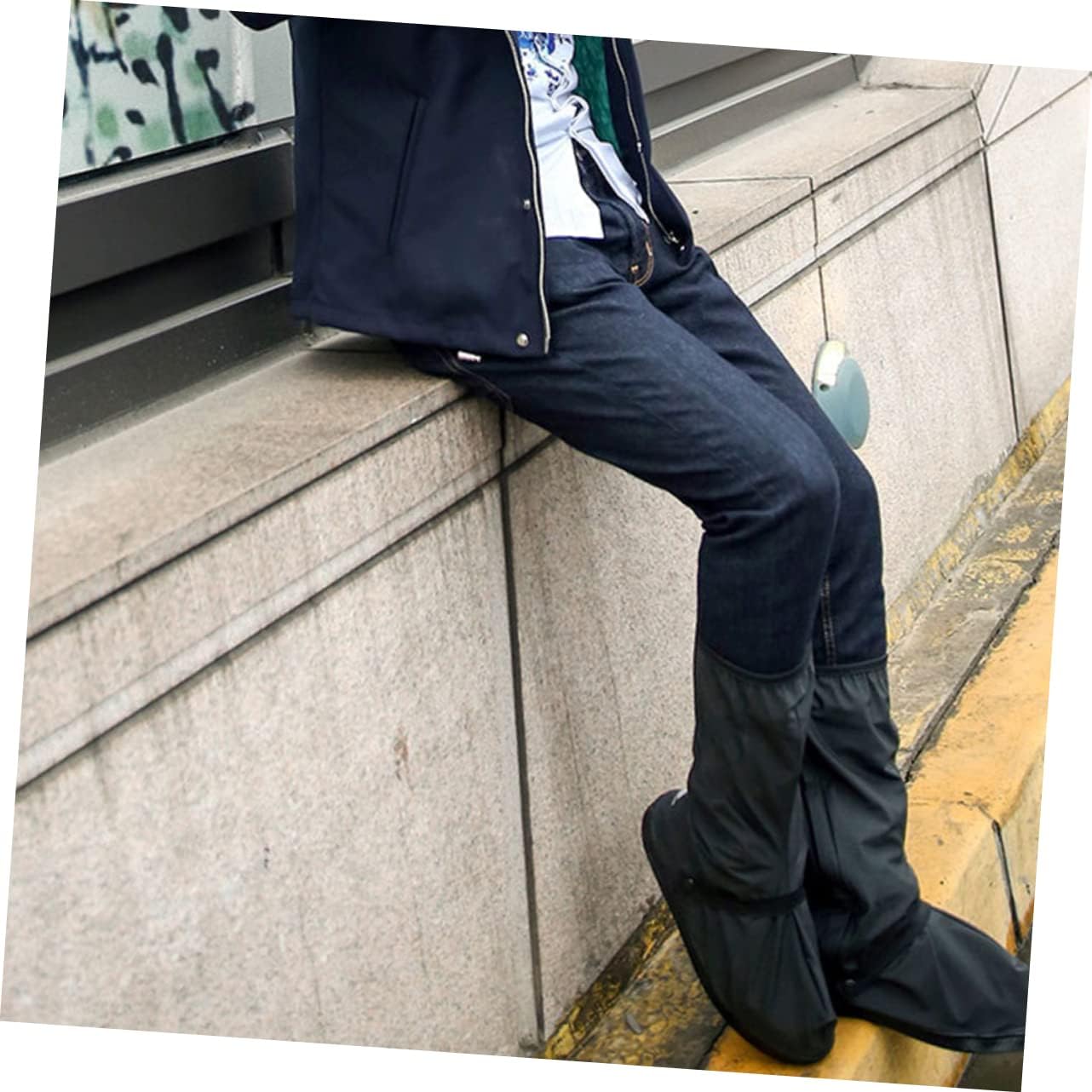 Abaodam Waterproof Anti-Slip Shoe Covers High-Top Reusable Rain Boot Protectors for Cycling and Outdoor Use