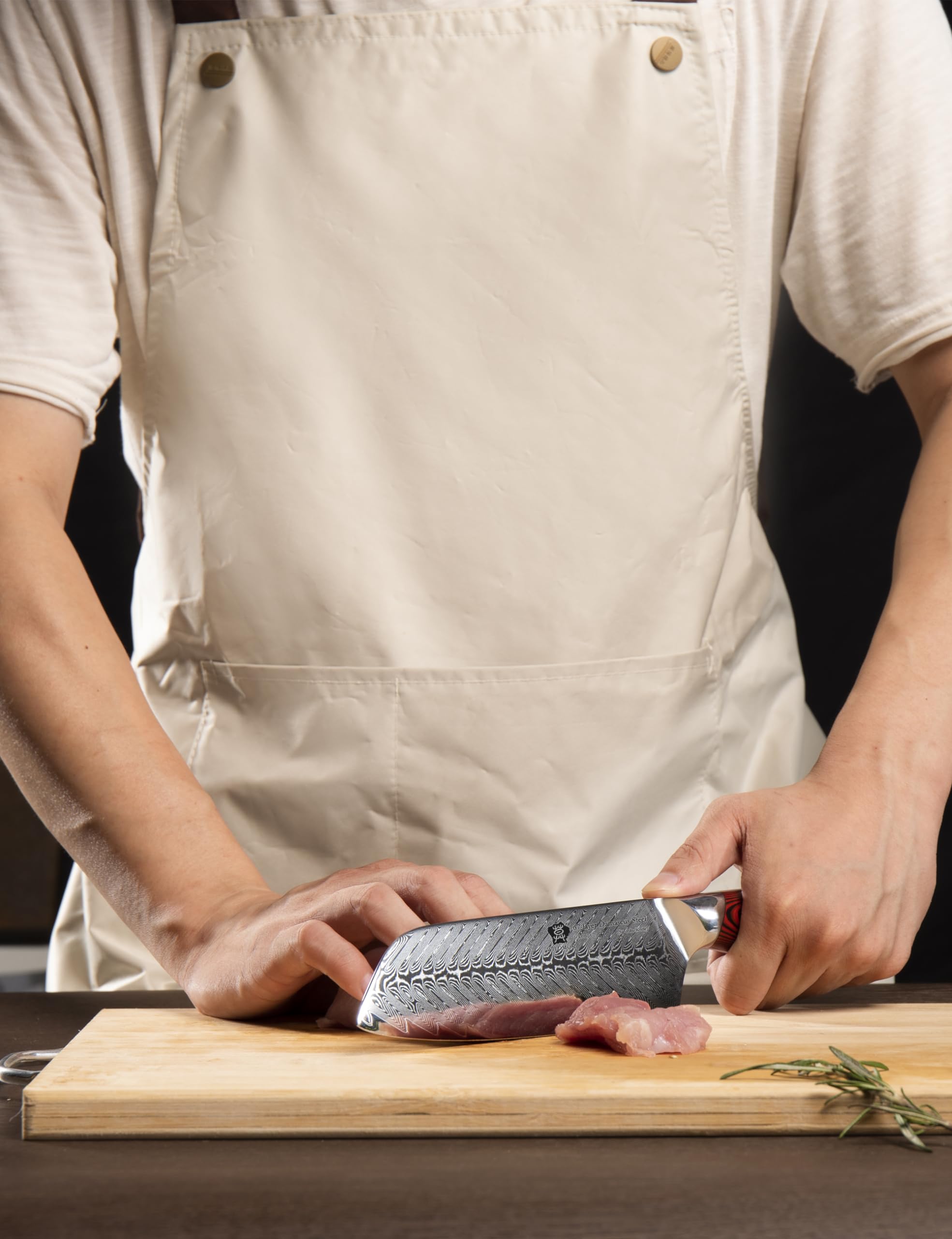 WILDMOK Cuchillo de trinchar Damasco, cuchillo de carne japonés asiático profesional afilado de 18 cm, cuchillo de cocina multifunción de acero súper vg10 para verduras, juego completo Tang