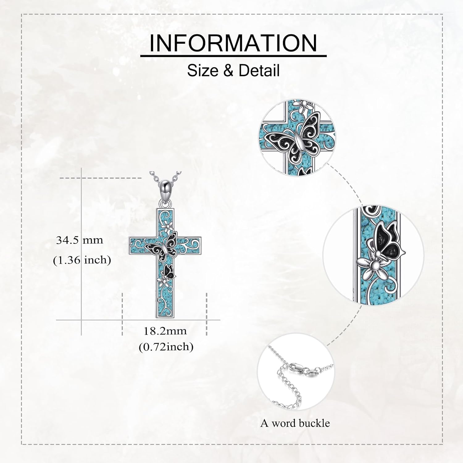 Turquoise Cross Necklace S925 Sterling Silver Butterfly/Hummingbird/Mountain/Geometric Cross Pendant Necklaces Christian Jewelry for Women Female Religion Gift - Image 3