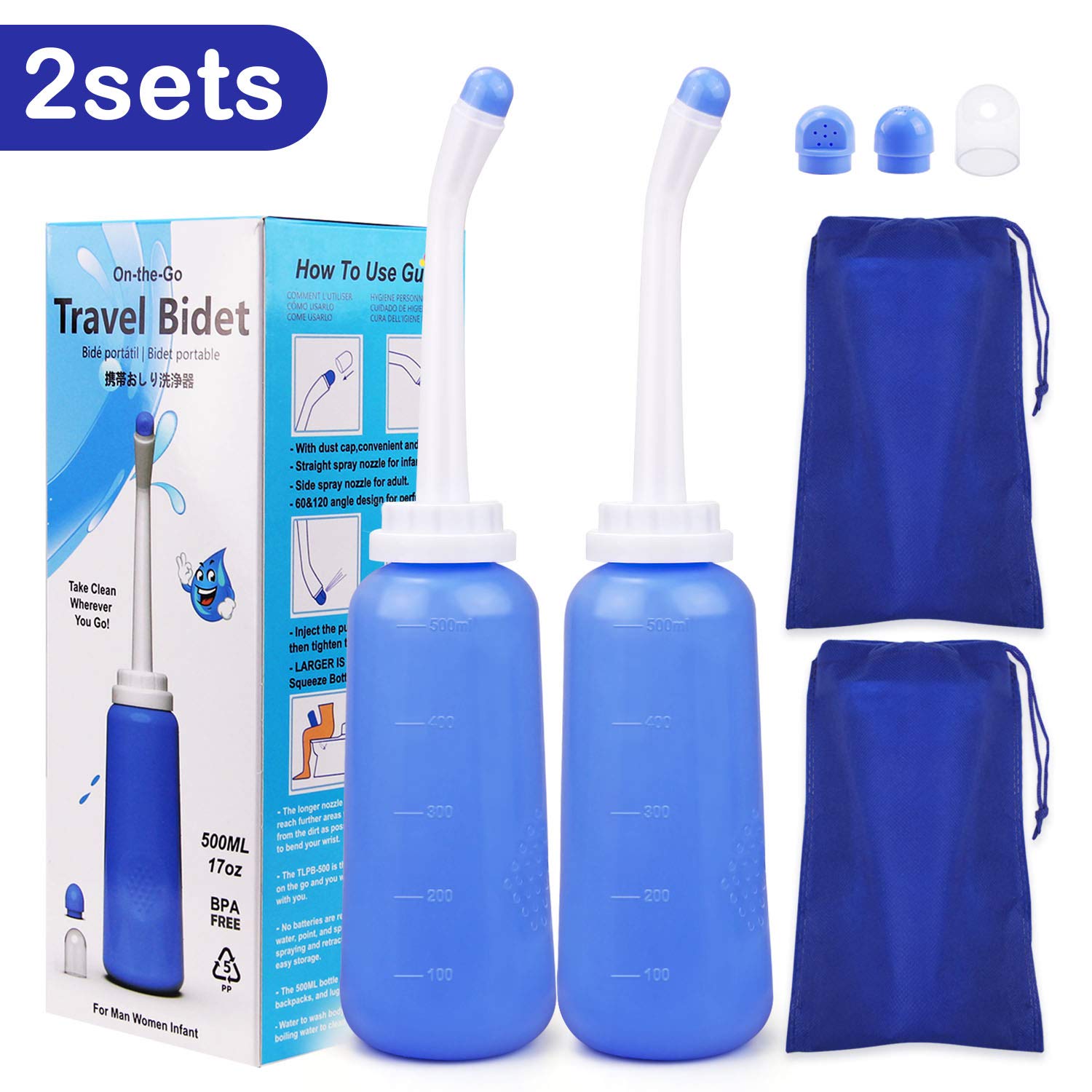 Gosear 2PCS Peri Bottle for Postpartum Care Portable Squirt Bidet Bottle for Mom Perineal Recovery Cleansing After Birth Baby Toilet Bidet Sprayer for Childbirth Hygiene Outdoor Camping-17 oz(500ml)