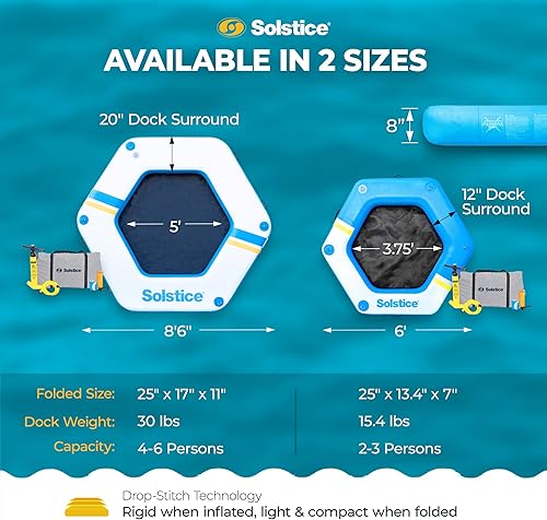 Miniatura 3 de SOLSTICE Original Inflatable Floating Dock Series Stable Platform Raft for Beach Lake Pool Up to 10 People Rafting and Recreation Pump Bag Handles