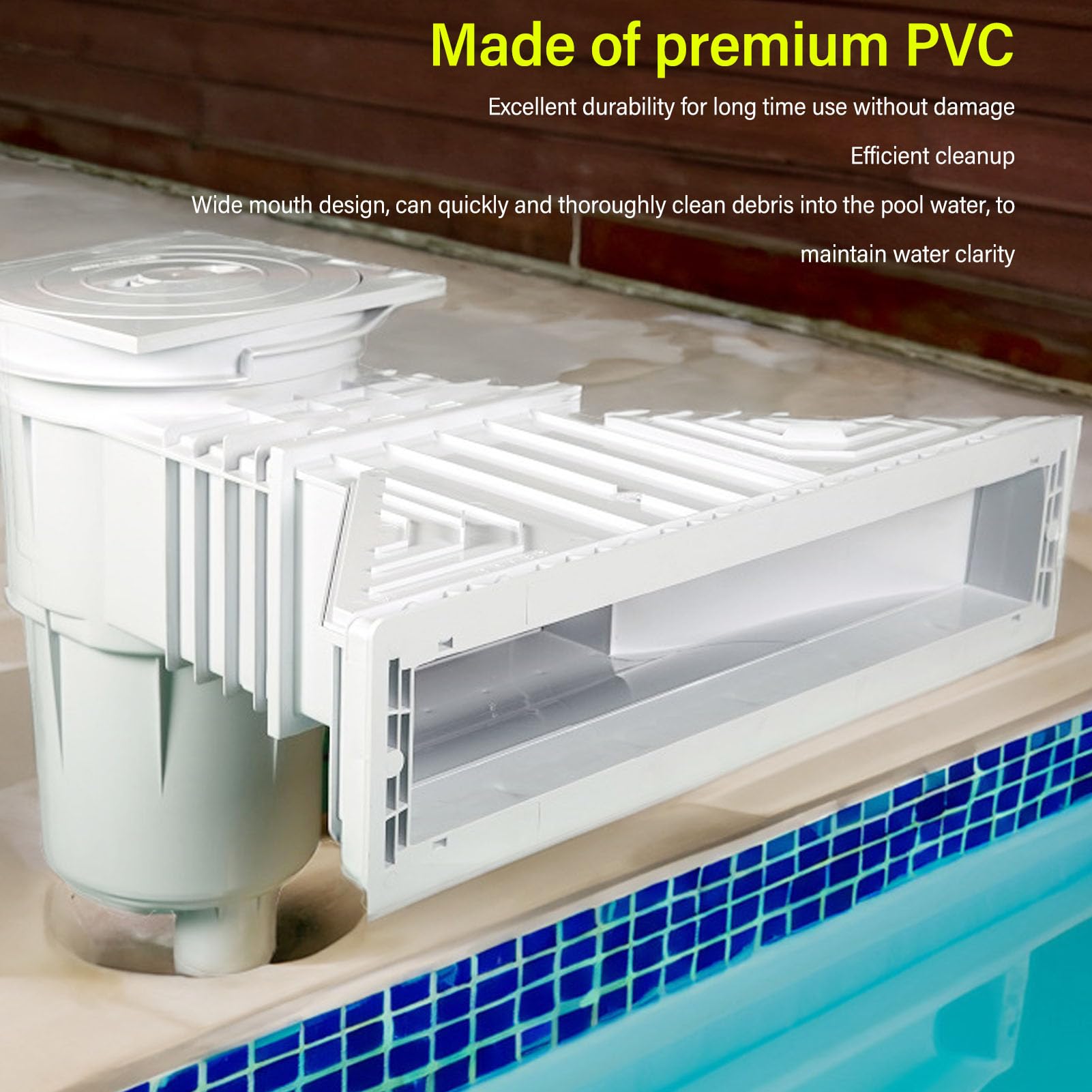 Kit de Skimmer pour Piscine Hors-Sol traversant Le Mur, Skimmer de en PVC à Large Ouverture, avec Une Ouverture de 50 cm, Nettoyeur à Skimmer Facile à Installer pour