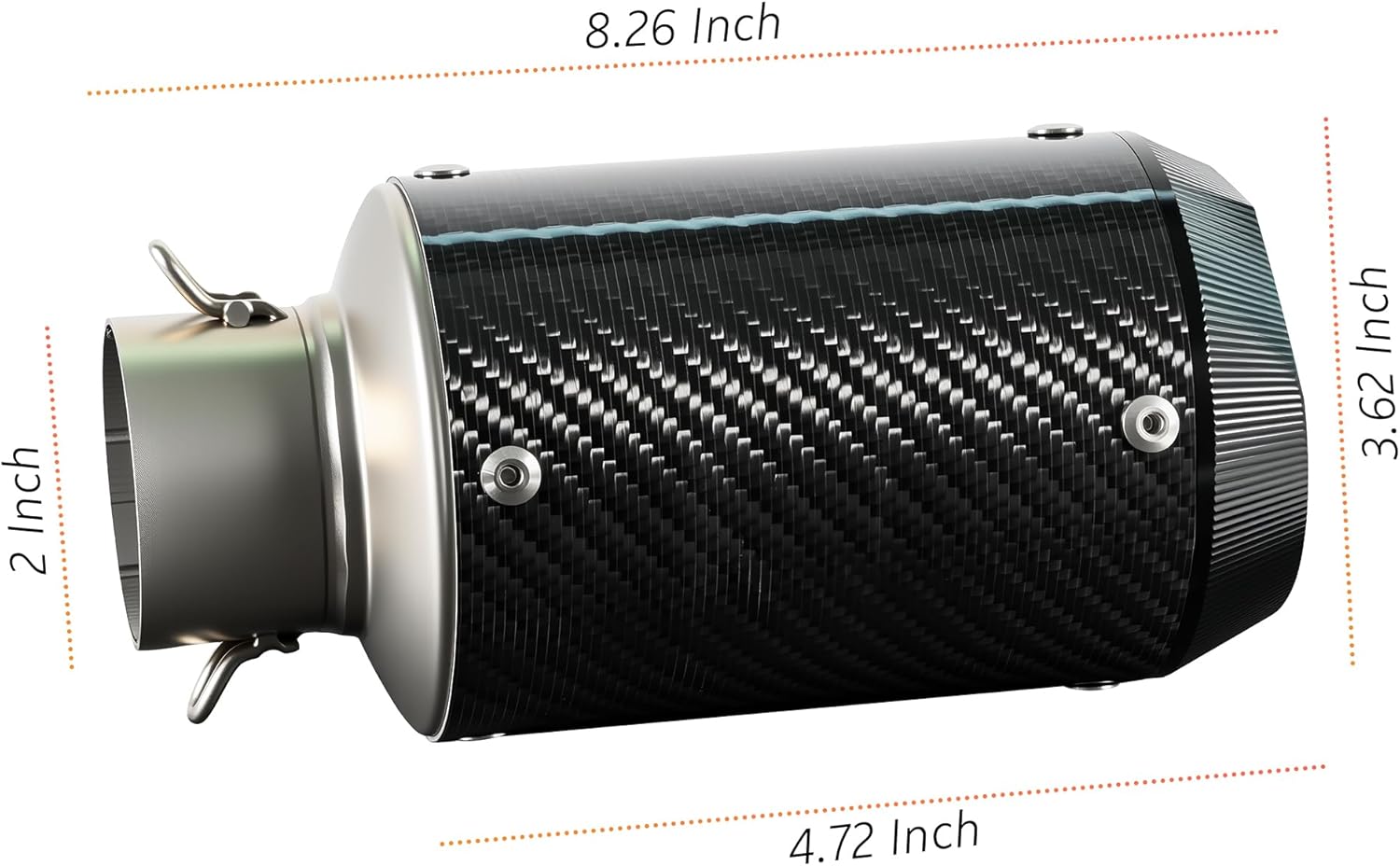 Motorcycle Exhaust, Slip-on Motorcycle Muffler, Carbon Fiber Slip on Exhaust Muffler, Fit for Z900 GSXR750 CBR650 and more, with Complete Accessories, Black