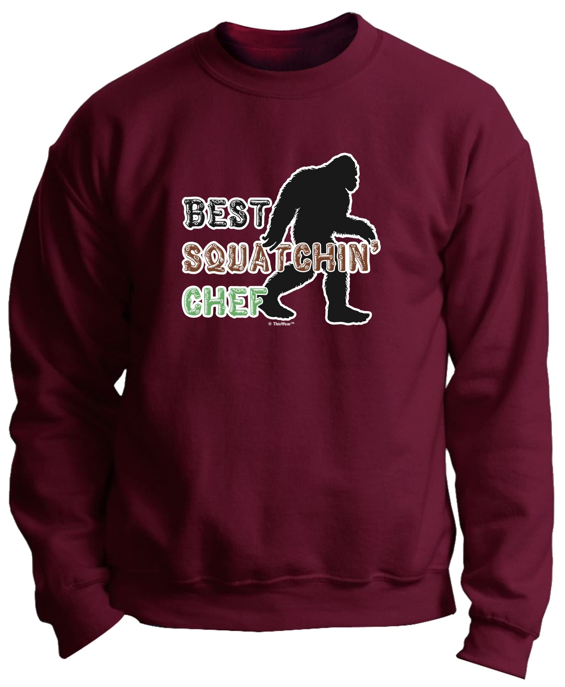 Chef Gifts for Men Best Squatchin Chef Premium Crewneck Sweatshirt Large Maroon