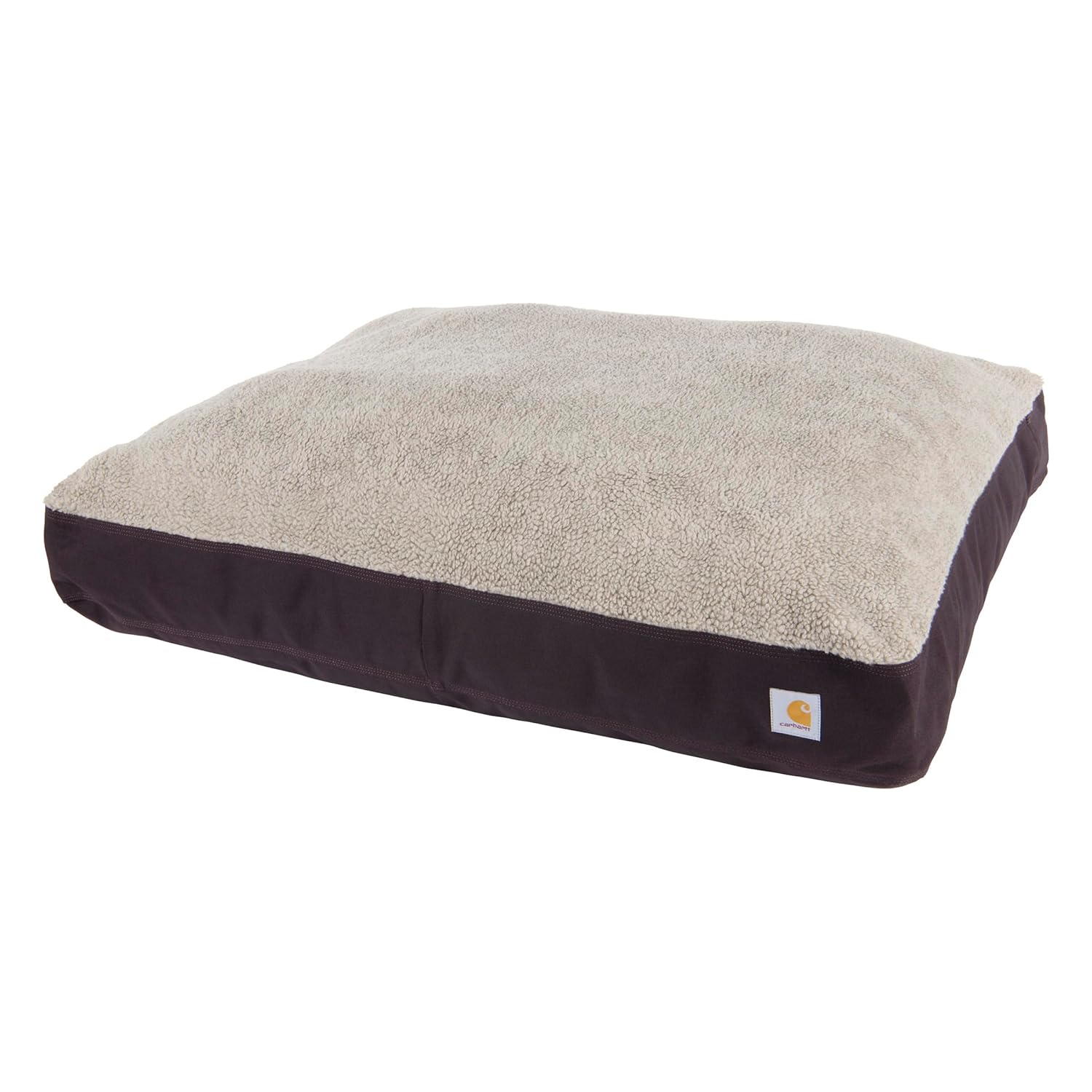 Carhartt Durable Canvas Pet Bed Water Resistant Firm Duck Dog Bed Deep Wine Sherpa Top Large
