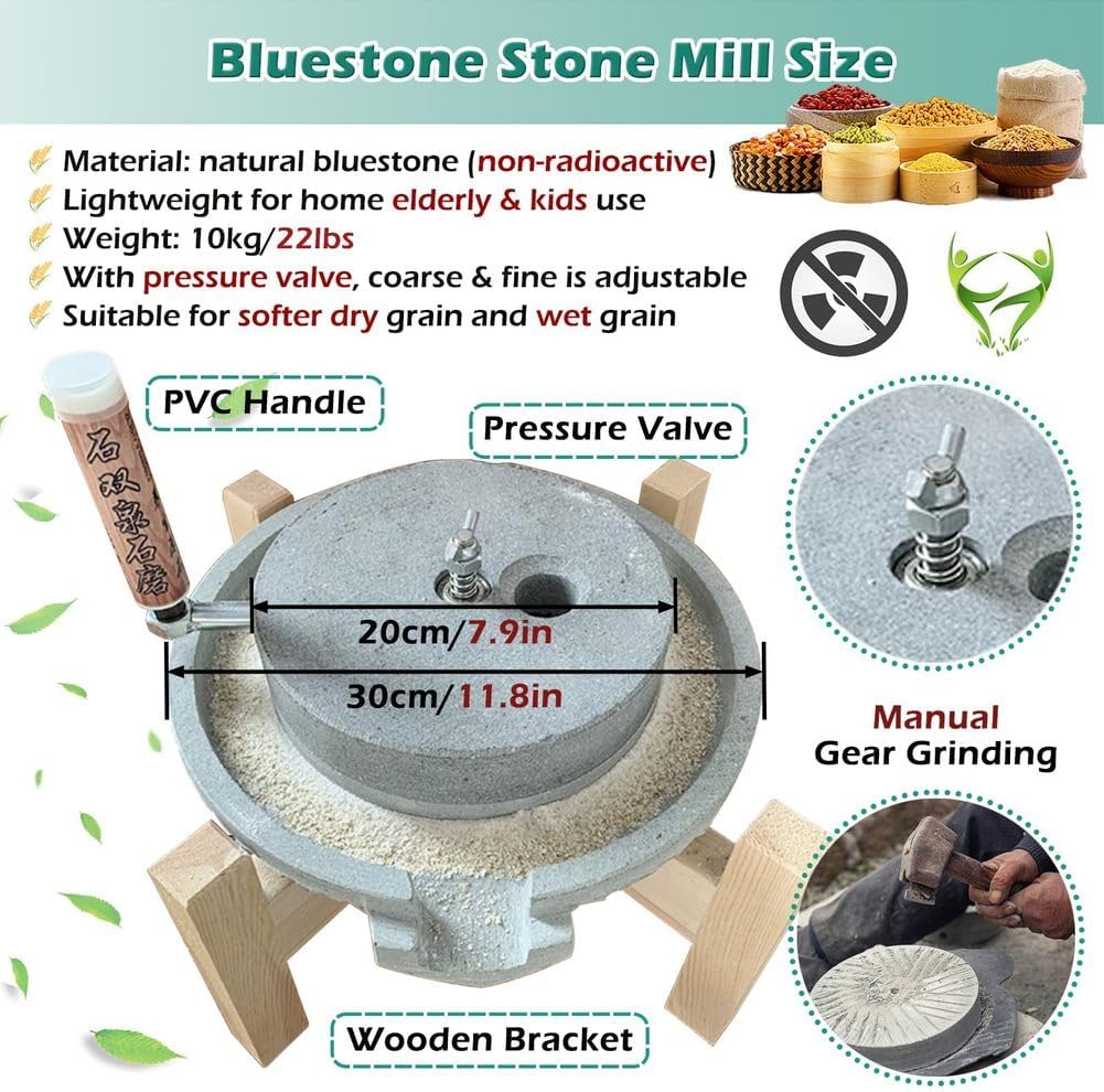 Natural Granite Handmade Stone Mill Hand Grain Mill Grinder for Flour handmade stone mill grinding wet Manual Bluestone Food Pulverizer Dry Wet Mills for Spice Barley Soybean Classic Rice Past