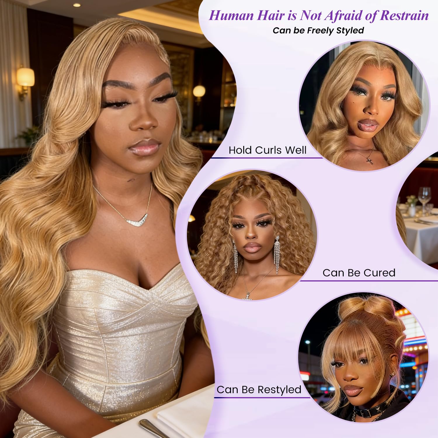 #27 Honey Blonde Bundle Human Hair Body Wave, 13A Color 27 Human Hair 1 Bundle Deal Silky and Soft 100% Unprocessed Brazilian Virgin Hair Extensions Blonde Double Weft for Black Women 16 Inch