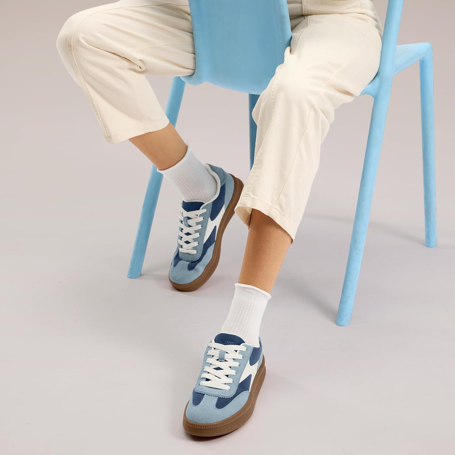 Vilanva Women's Fashion Sneakers Casual Tennis Shoes with Genuine Suede Classic Retro Gum Sole Walking Trendy Footwear - Image 2