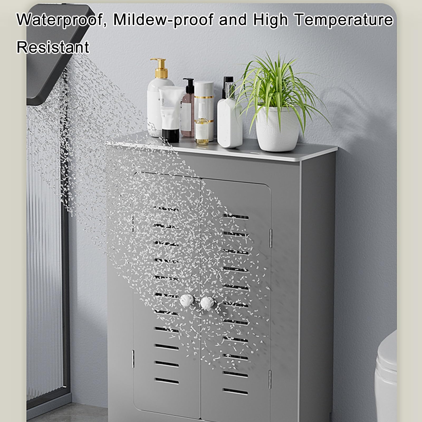 Moderne graue Heizkörperverkleidung mit horizontalen Lamellen – stilvolle MDF-Holzheizung, kleines Grillregal (50 x 50 x 20 cm/20 x 20 x 8) für Heimdekoration