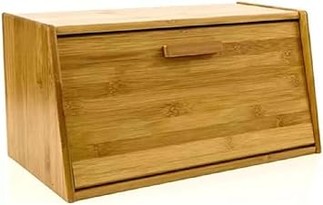 Bread Bin Kitchen Box Organiser Bread Storage Bin Durable Wood, Loaf, Lift Up With Handle, Double Layer Slide Roll Top, Countertop Food Container Home Restaurant s camping Lift Up Lid