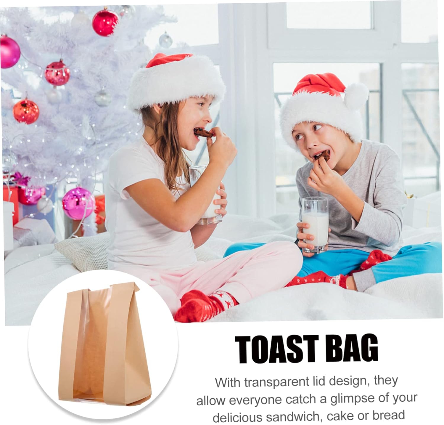 ORFOFE 50pcs Kraft Paper Baking Bread Packaging Bags Bread Bags Stickers Paper