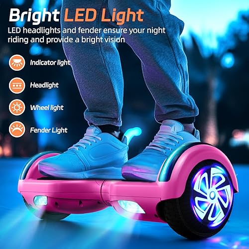 Miniatura 6 de Scooter con luces LED Bluetooth Corlorful, ruedas de 6.5 pulgadas, scooter de motor dual de 300 W para niños, niñas, niños y adultos, todas las