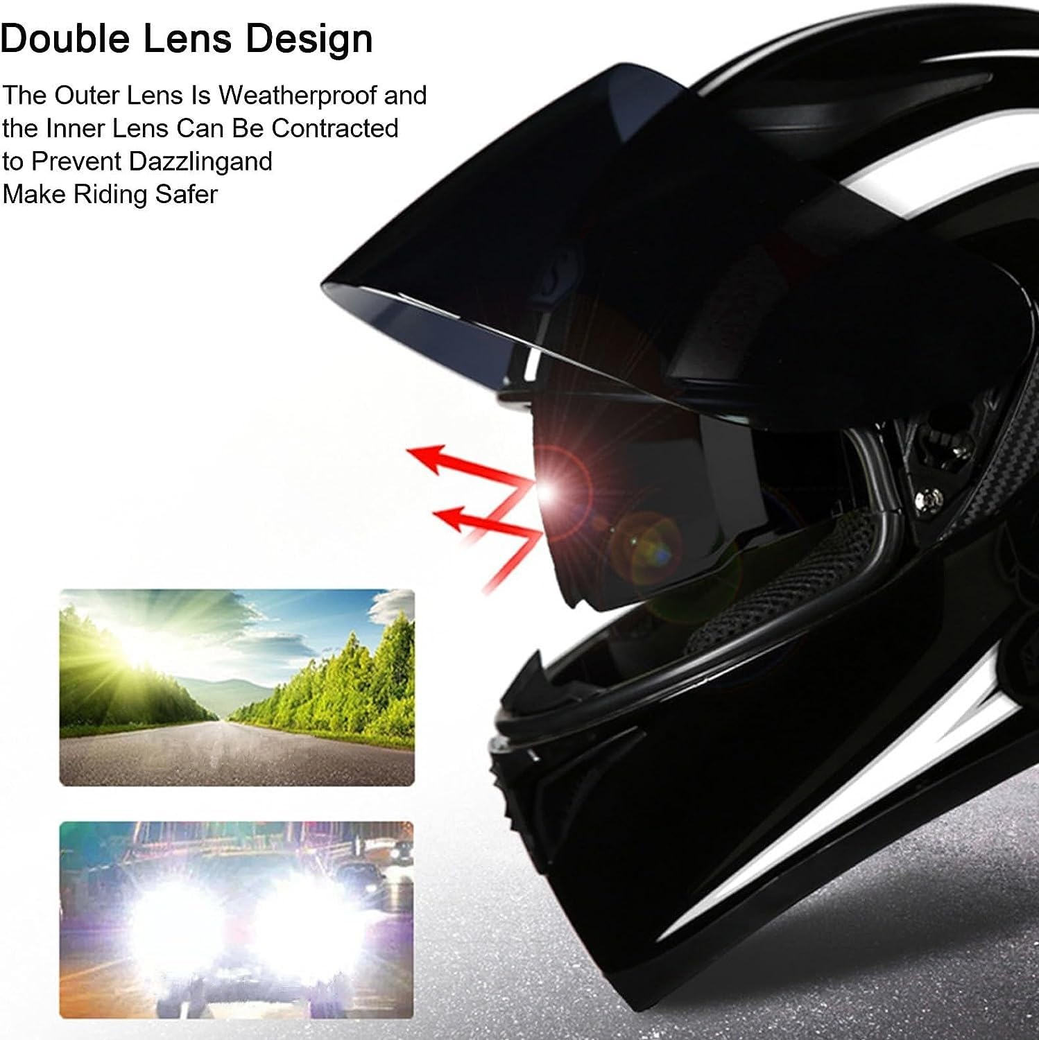 Kcolic Modularer Motorradhelm - DOT/ECE Zulassung Mit Doppelvisier & Maske