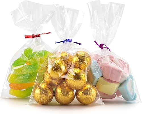 Miniatura 1 de 240 bolsas de celofán transparente de 4 x 6 pulgadas, bolsas de celofán para golosinas, bolsas de plástico OPP con 240 lazos giratorios, buenas para
